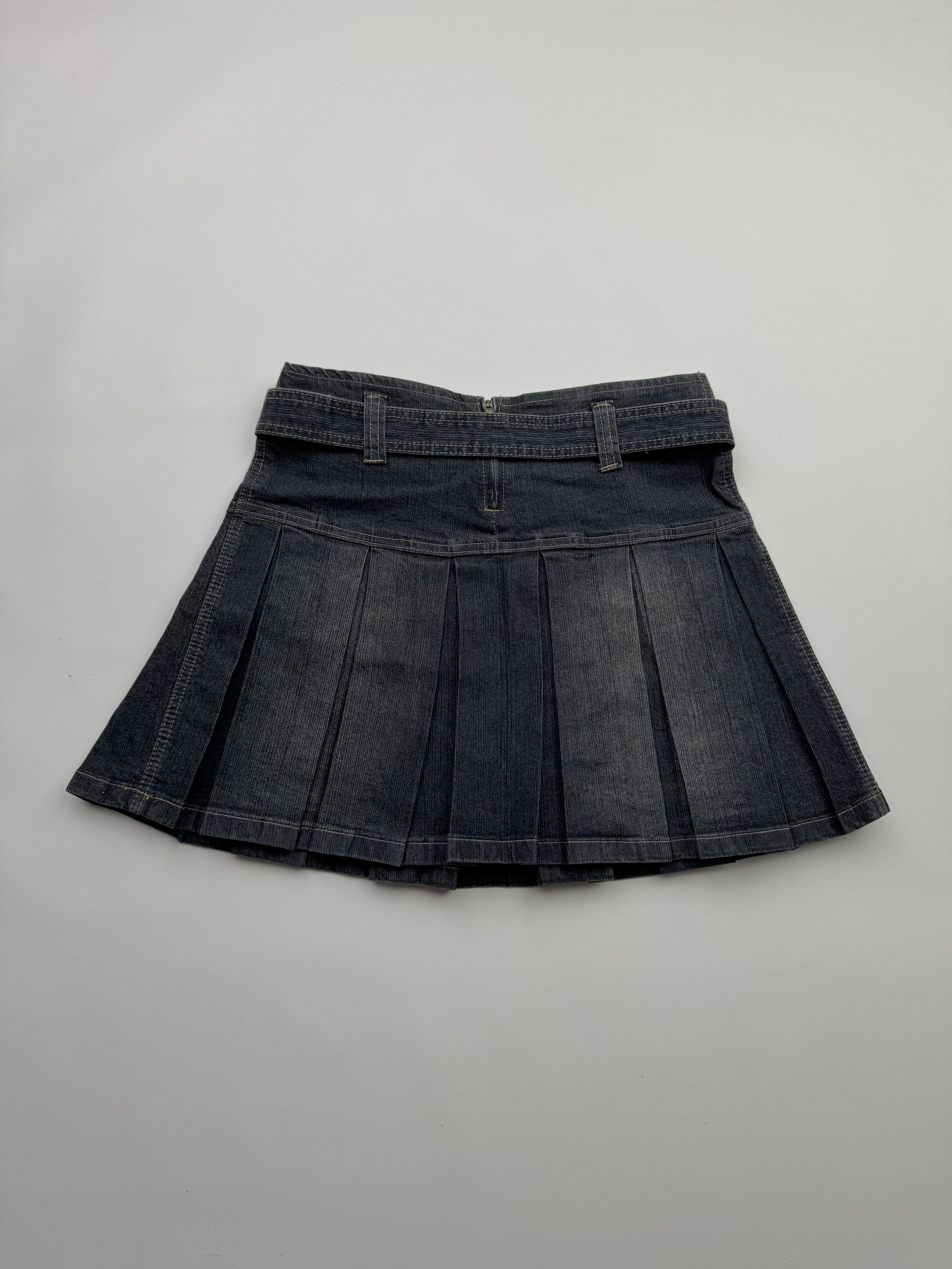 Japanese Brand Vintage Flare Faded Mini Skirt With Belt B192(V398)E2 Size 29" - 5 Thumbnail