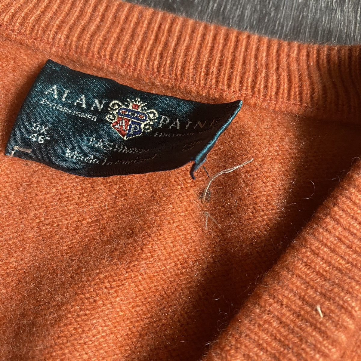 Alan Paine Vintage Alan Paine Pure Cashmere Orange Blank Knit Sweater Size US XL / EU 56 / 4 - 6 Thumbnail