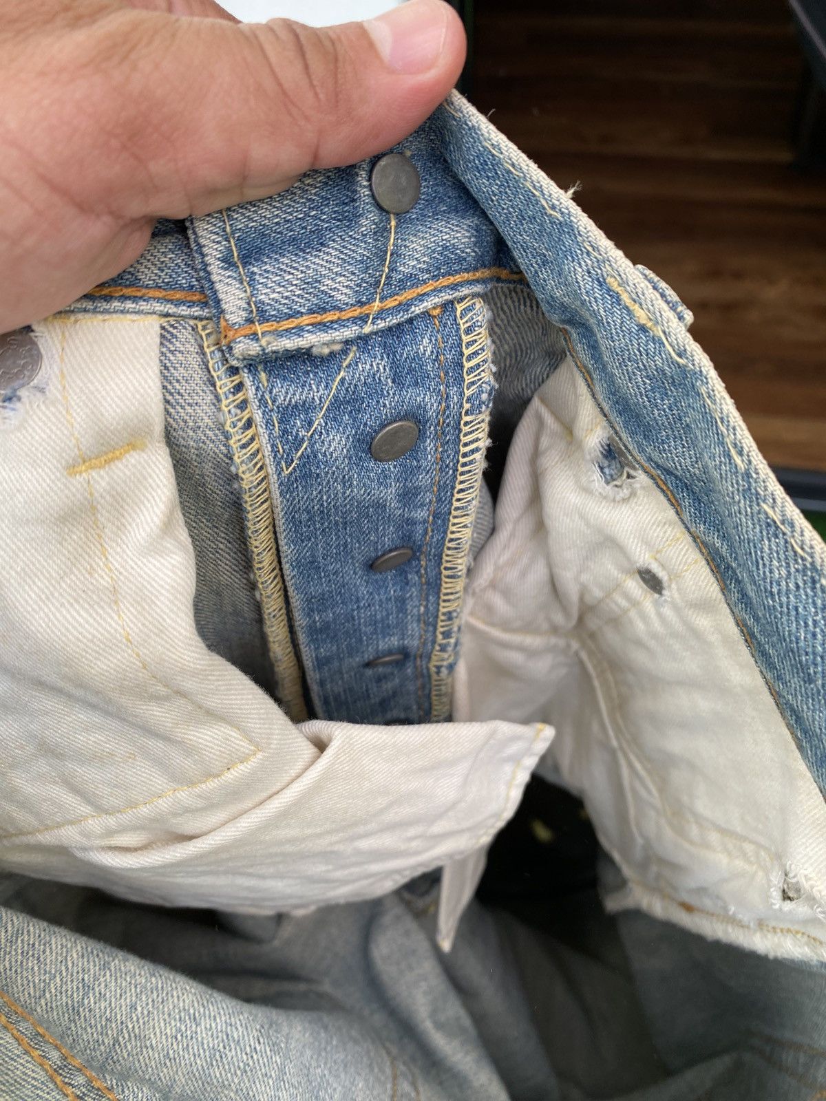 Levi's Vintage Clothing × Vintage W31x32.5 Levi's 501 redline big E denime distressed Size US 31 - 10 Thumbnail