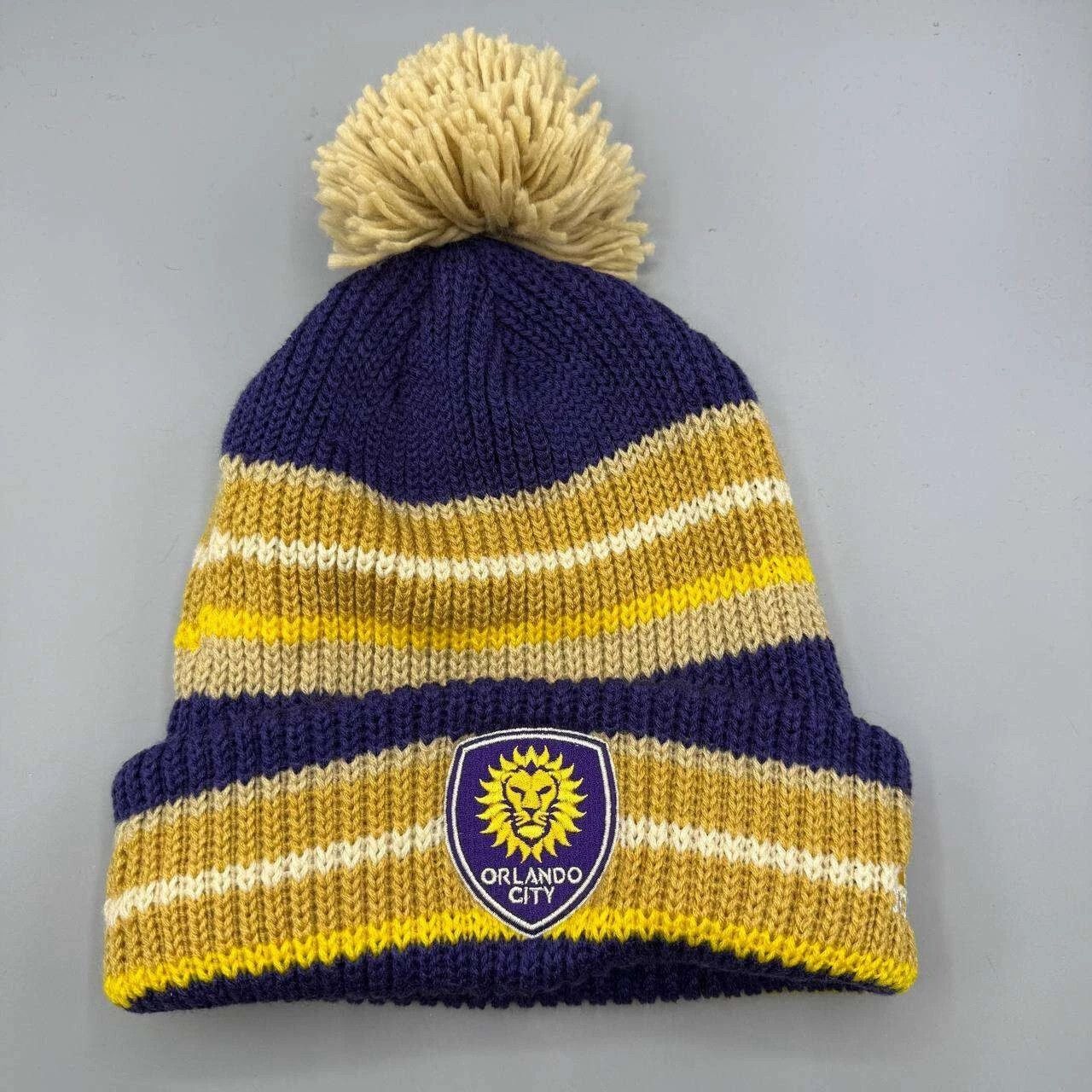 Adidas Orlando City Hat Men Adidas MLS Cuffed Beanie Pom Pom Cap Size ONE SIZE - 1 Thumbnail