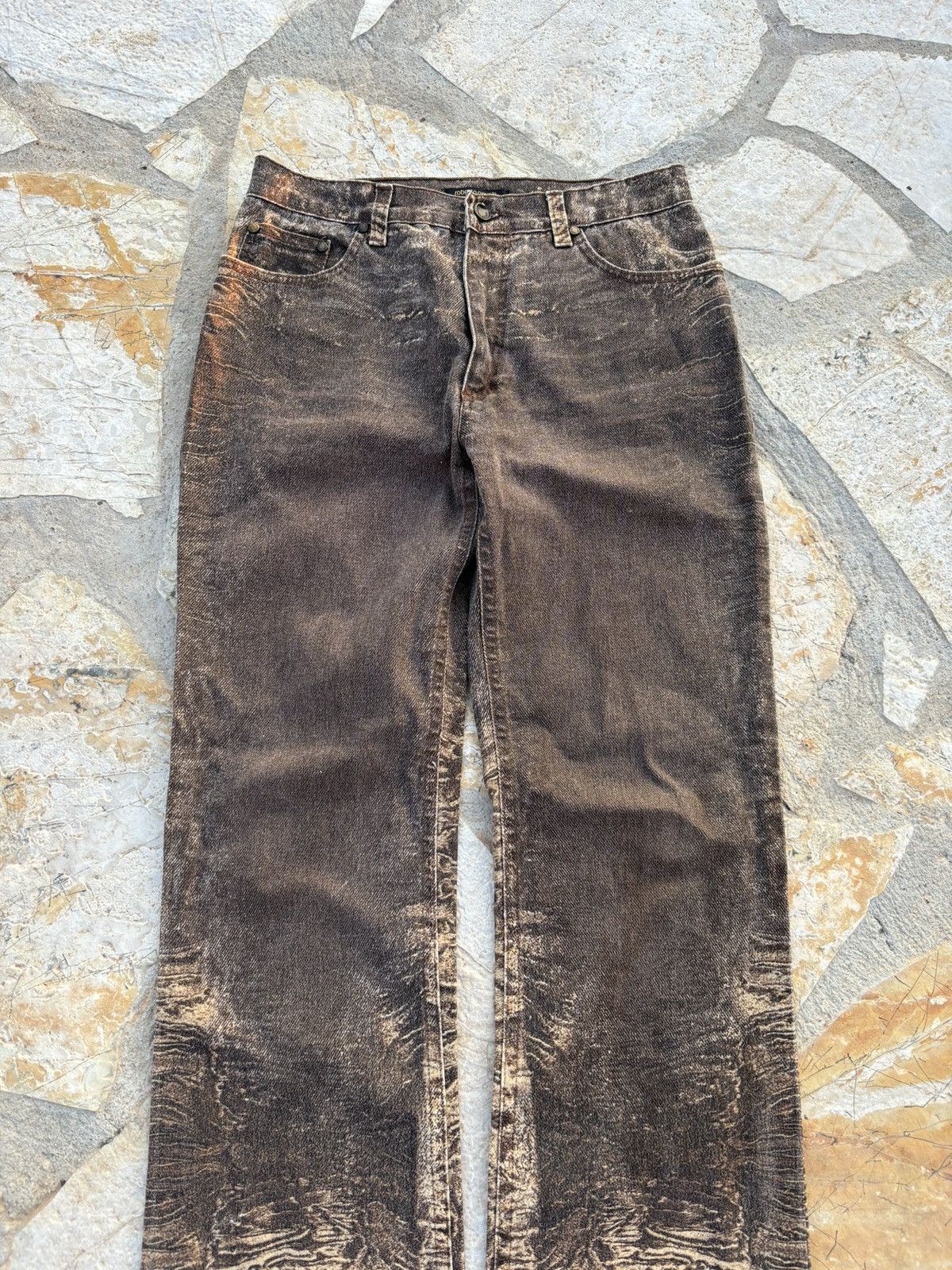 Japanese Brand × Roberto Cavalli 2000s Vintage Japan Wide Leg Y2K Faded Roberto Cavalii Pants Size US 32 / EU 48 - 2 Thumbnail