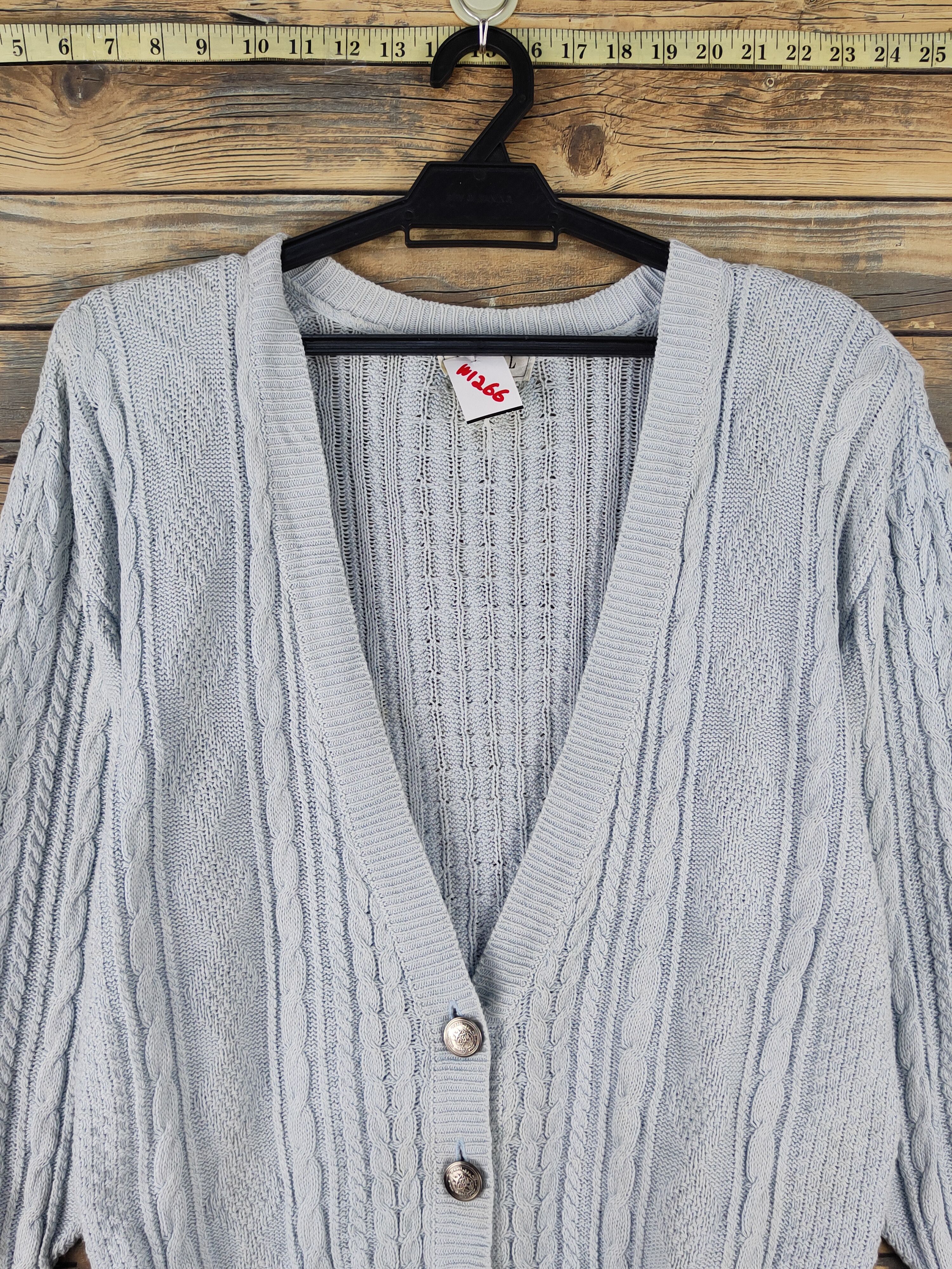 Aran Isles Knitwear × Japanese Brand Liberal Blue Knitwear Cardigan #W1266 Size M / US 6-8 / IT 42-44 - 2 Thumbnail