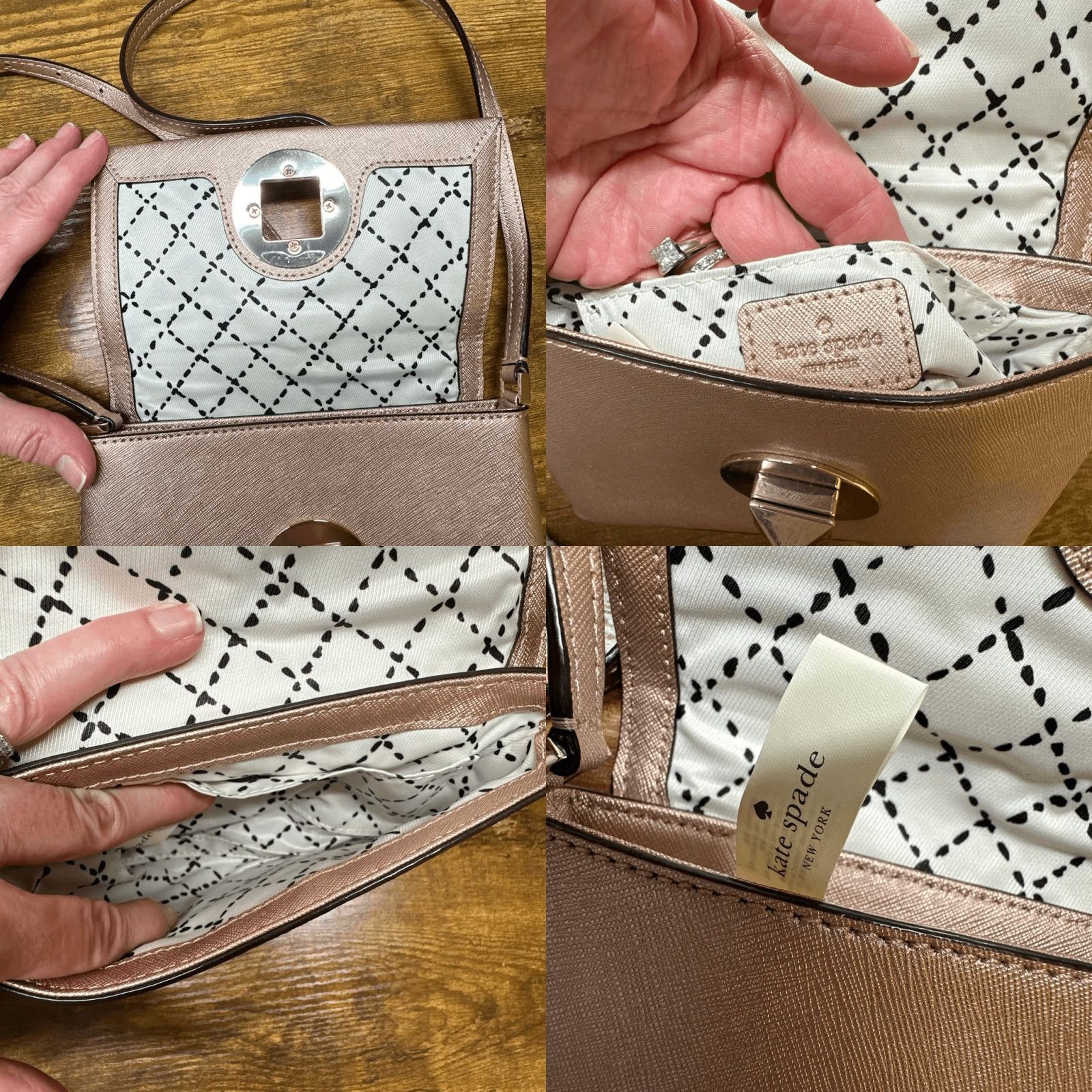 Vintage VINTAGE Kate Spade Sally Newbury Lane Crossbody Small Leather Bag Rose Gold Women Size ONE SIZE - 8 Thumbnail