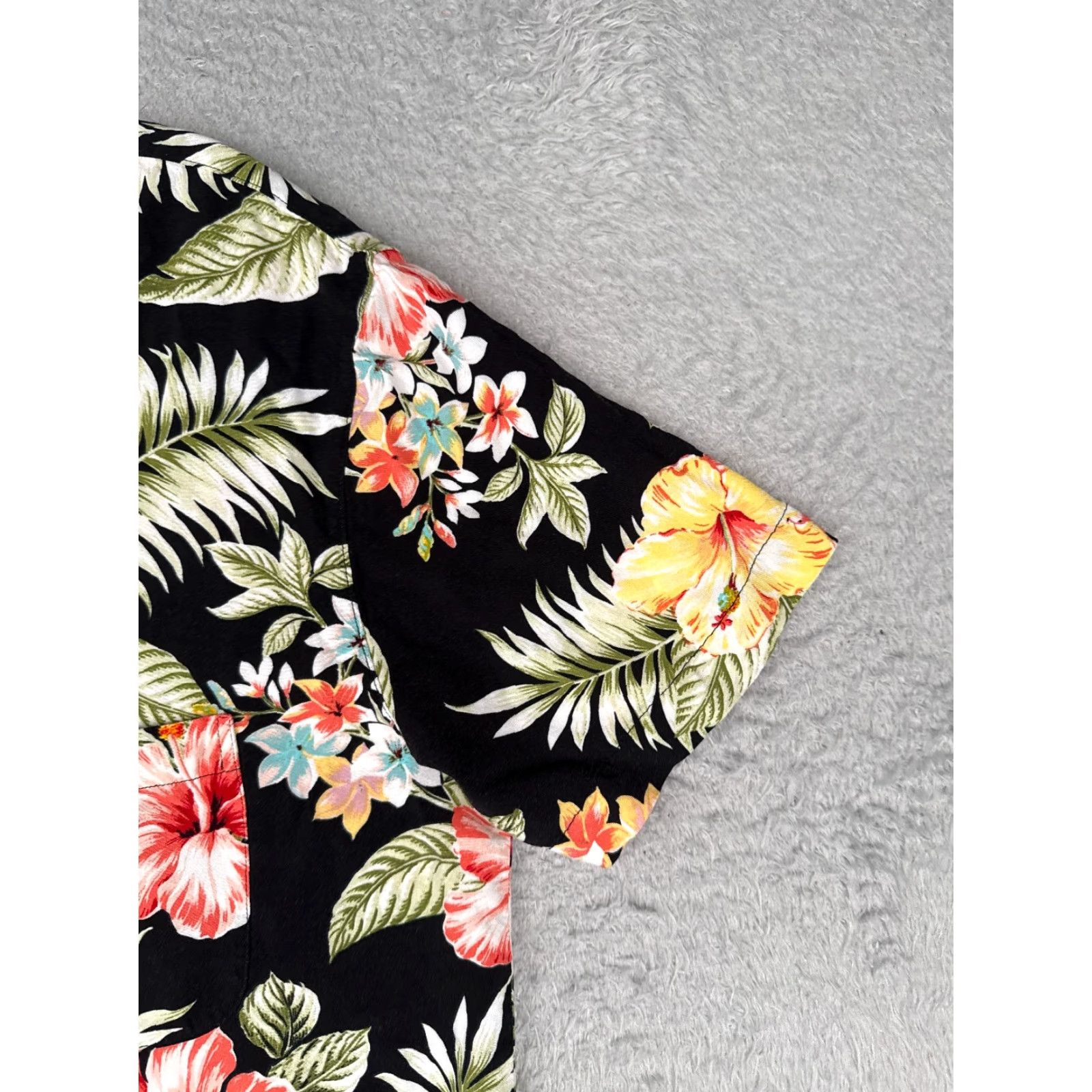 George George Hawaiian Shirt Mens M Black Floral Palm Leaf Button-Up Size US M / EU 48-50 / 2 - 2 Thumbnail