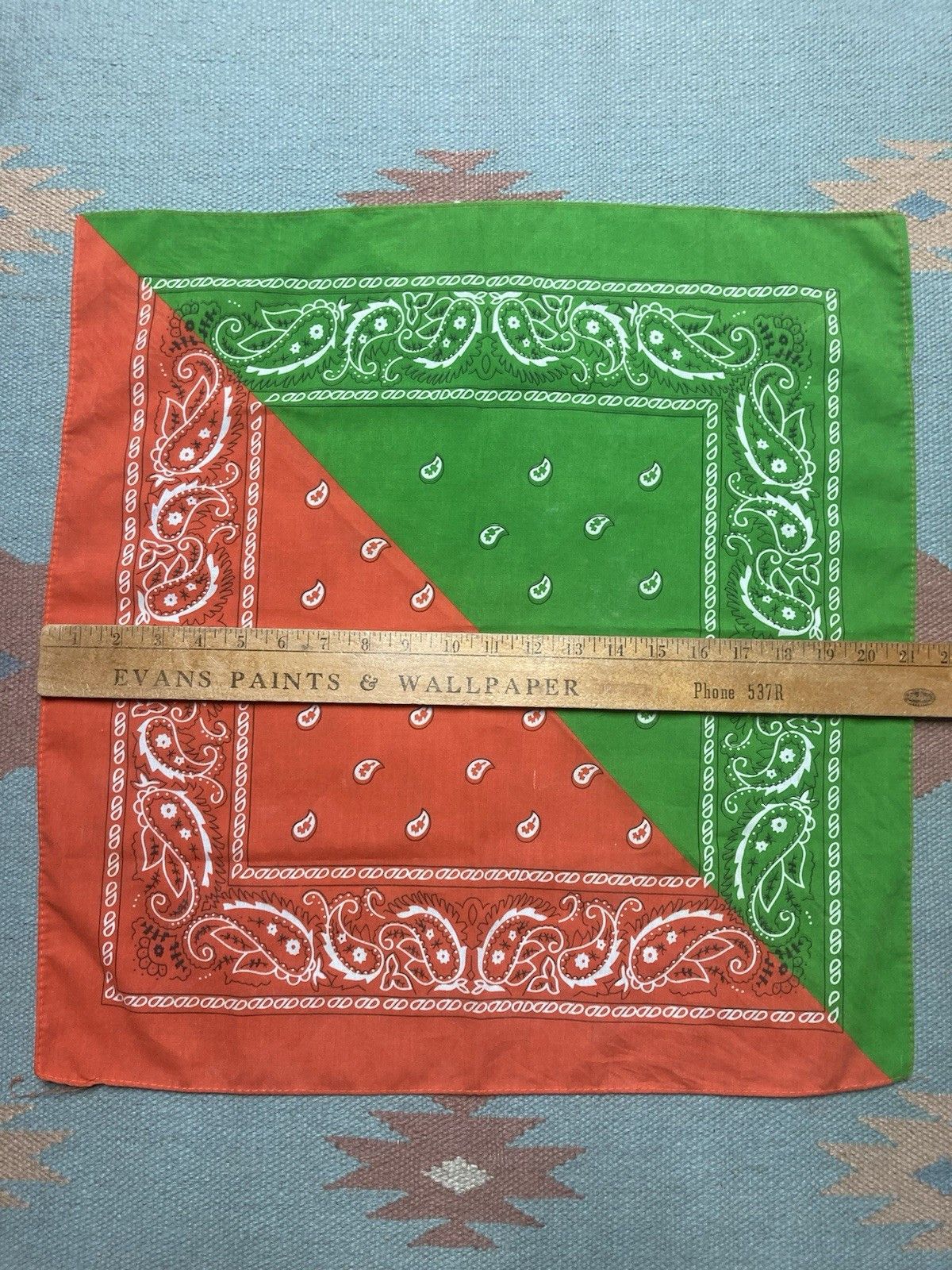 Vintage bandana handkerchief paisley green 2 tone Miami hurricanes Size ONE SIZE - 4 Thumbnail