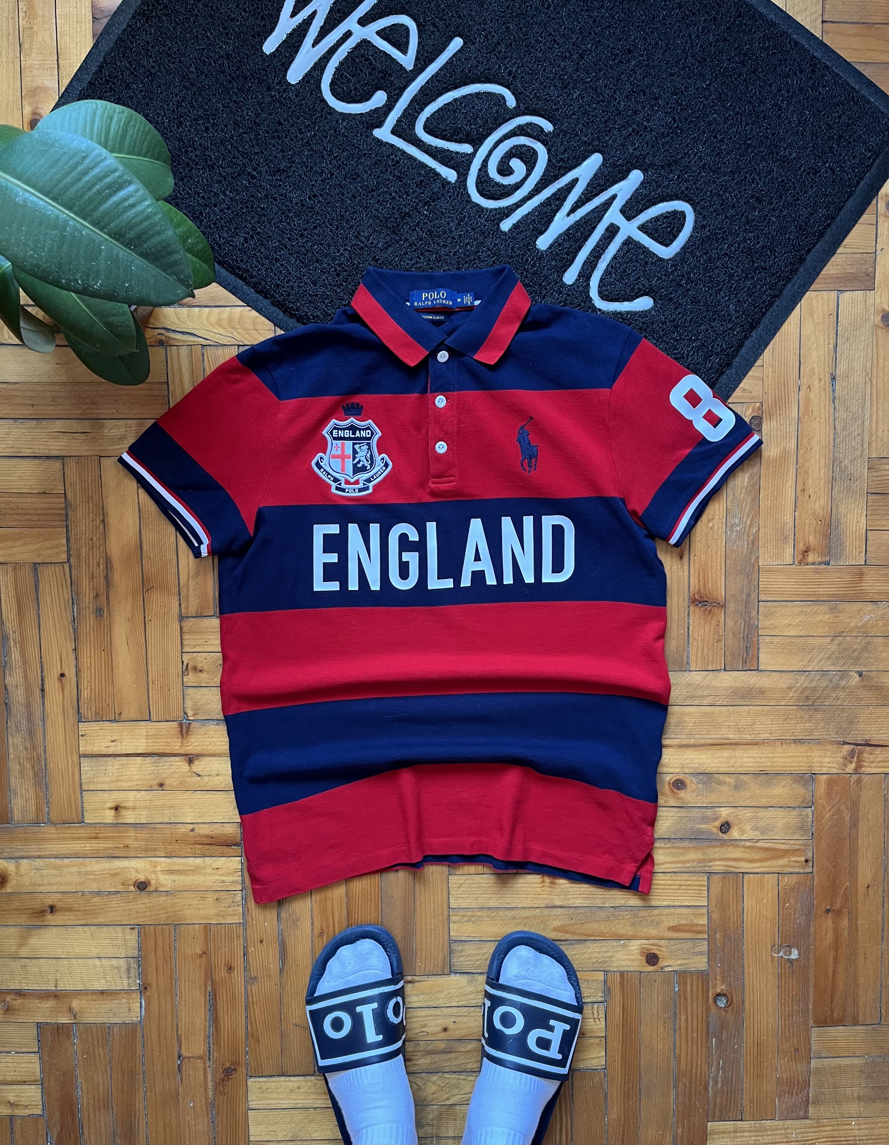 Polo Ralph Lauren England #8 Big Logo Striped Red&Blue Tee