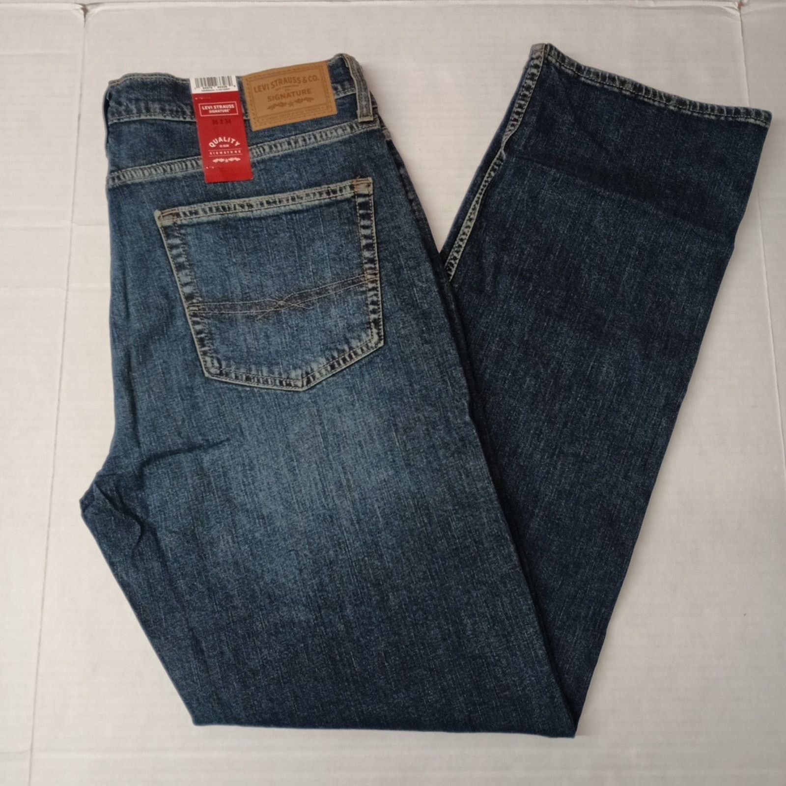 Levi's Signature By Levi Straight Jeans Mens 36x34 Blue Cotton Flex Size US 36 / EU 52 - 1 Thumbnail