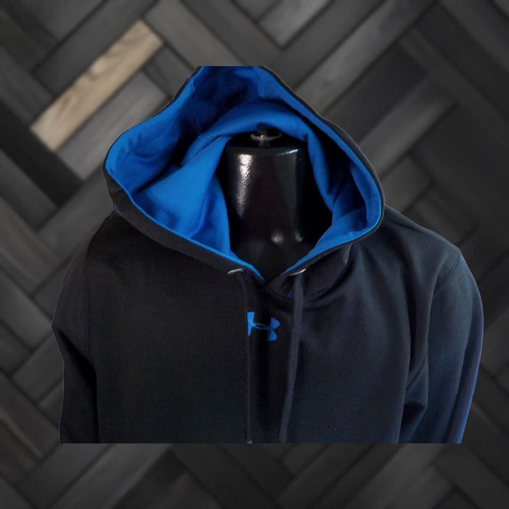 Under Armour UNDER ARMOUR Hoodie Black/Blue XL Loose Fit Kangaroo Pocket Men Logo Size US XL / EU 56 / 4 - 1 Thumbnail