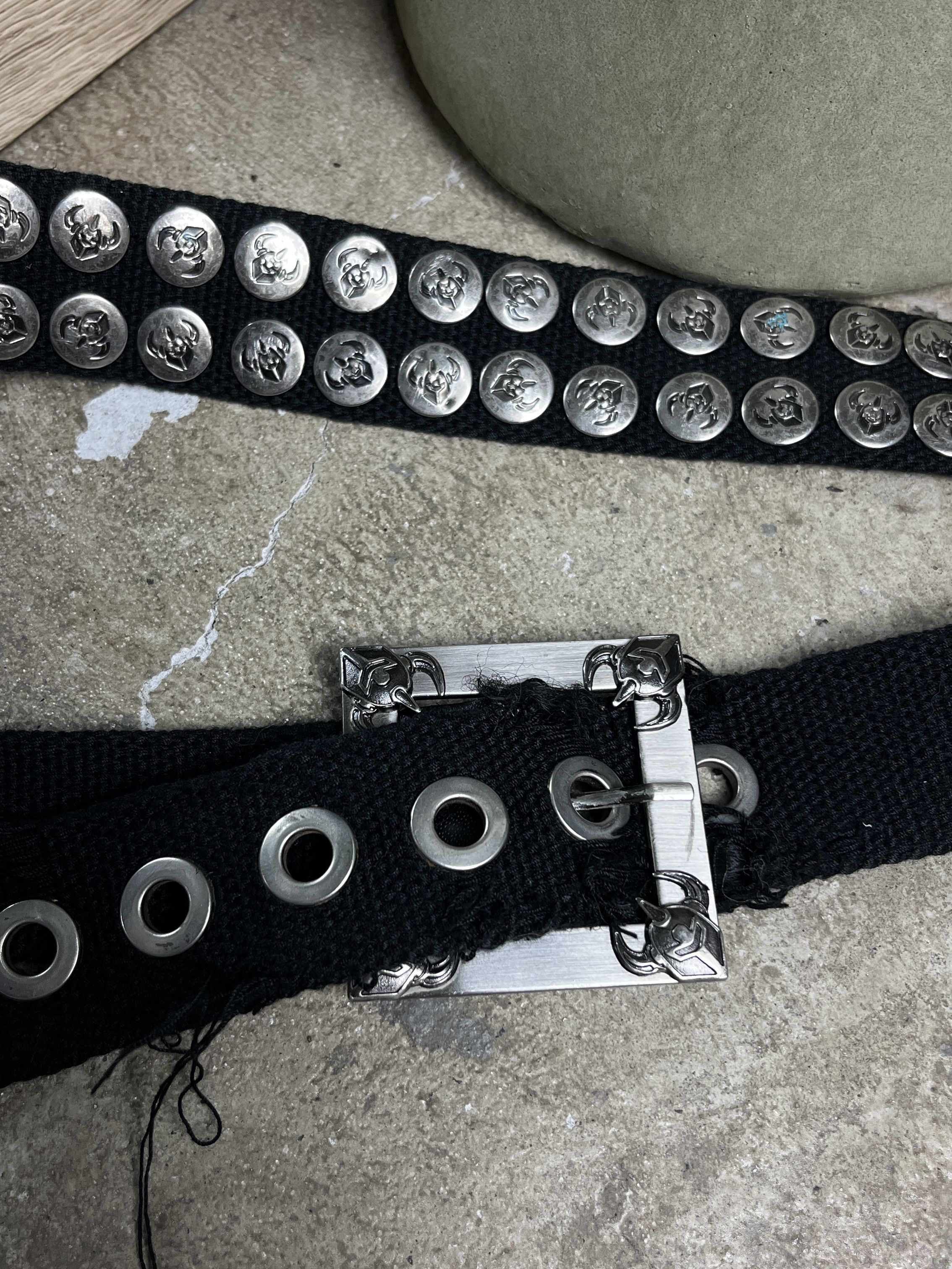 Vintage BLACK METAL STUDDED WEBBING BELT - № 4510 Size ONE SIZE - 2 Thumbnail