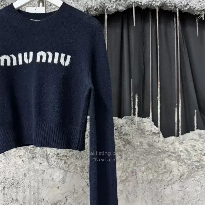 Miu Miu Miu Miu Navy Blue Cashmere Sweater . Size XXS / US 00 / IT 34 - 4 Thumbnail