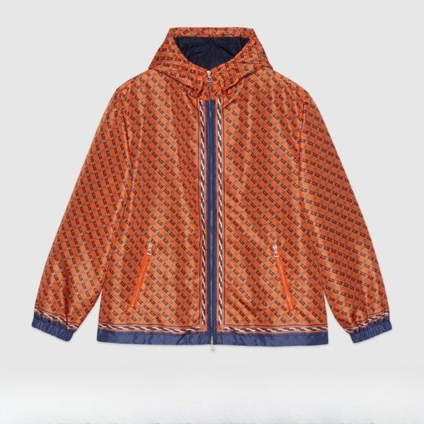 Gucci o1s1wg110225 Nylon Zip Jacket With Geometric g Print Size US S / EU 44-46 / 1 - 1 Thumbnail