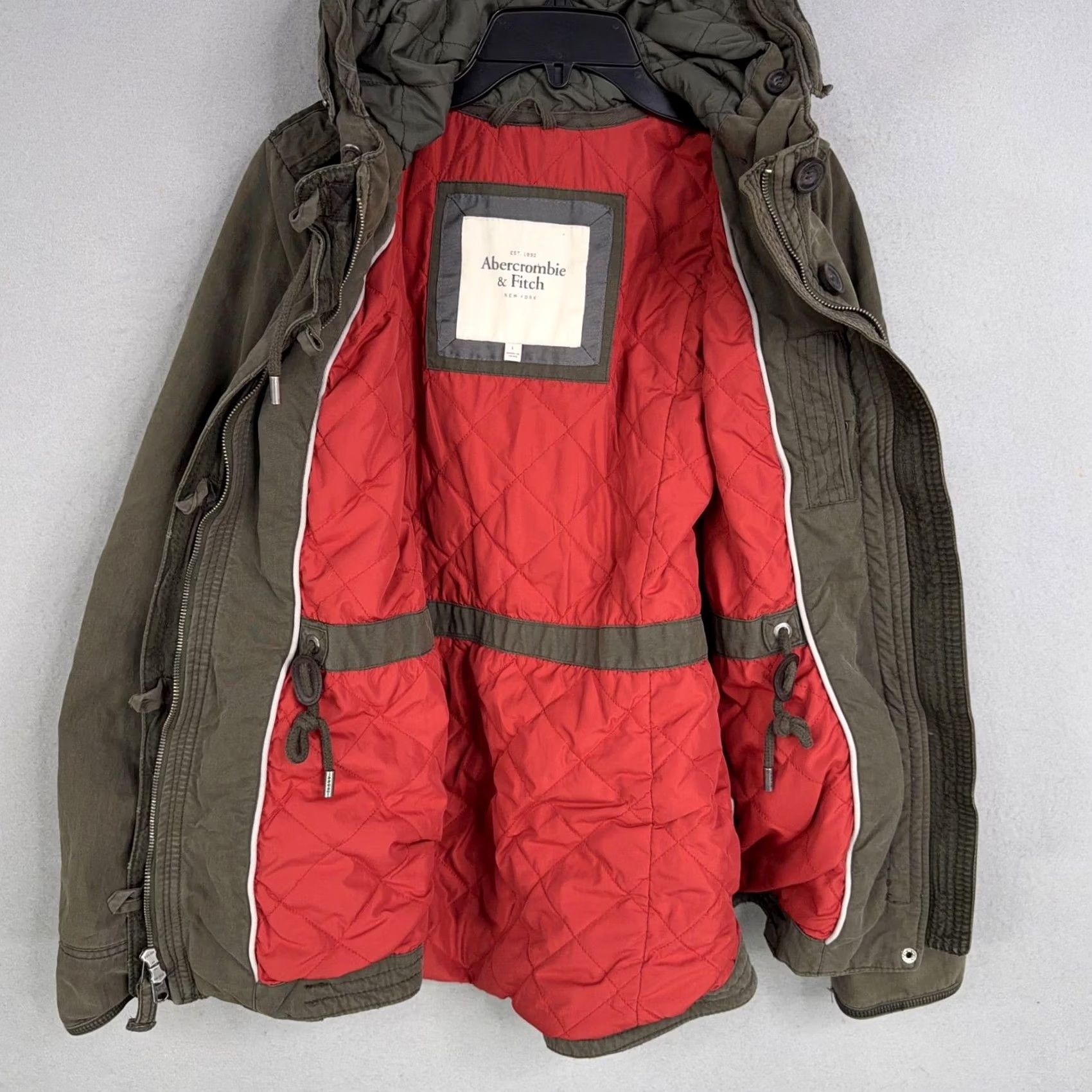Abercrombie & Fitch Abercrombie & Fitch Jacket Womens Large Green Hooded Canvas Quilted Lined Parka Size L / US 10 / IT 46 - 5 Thumbnail