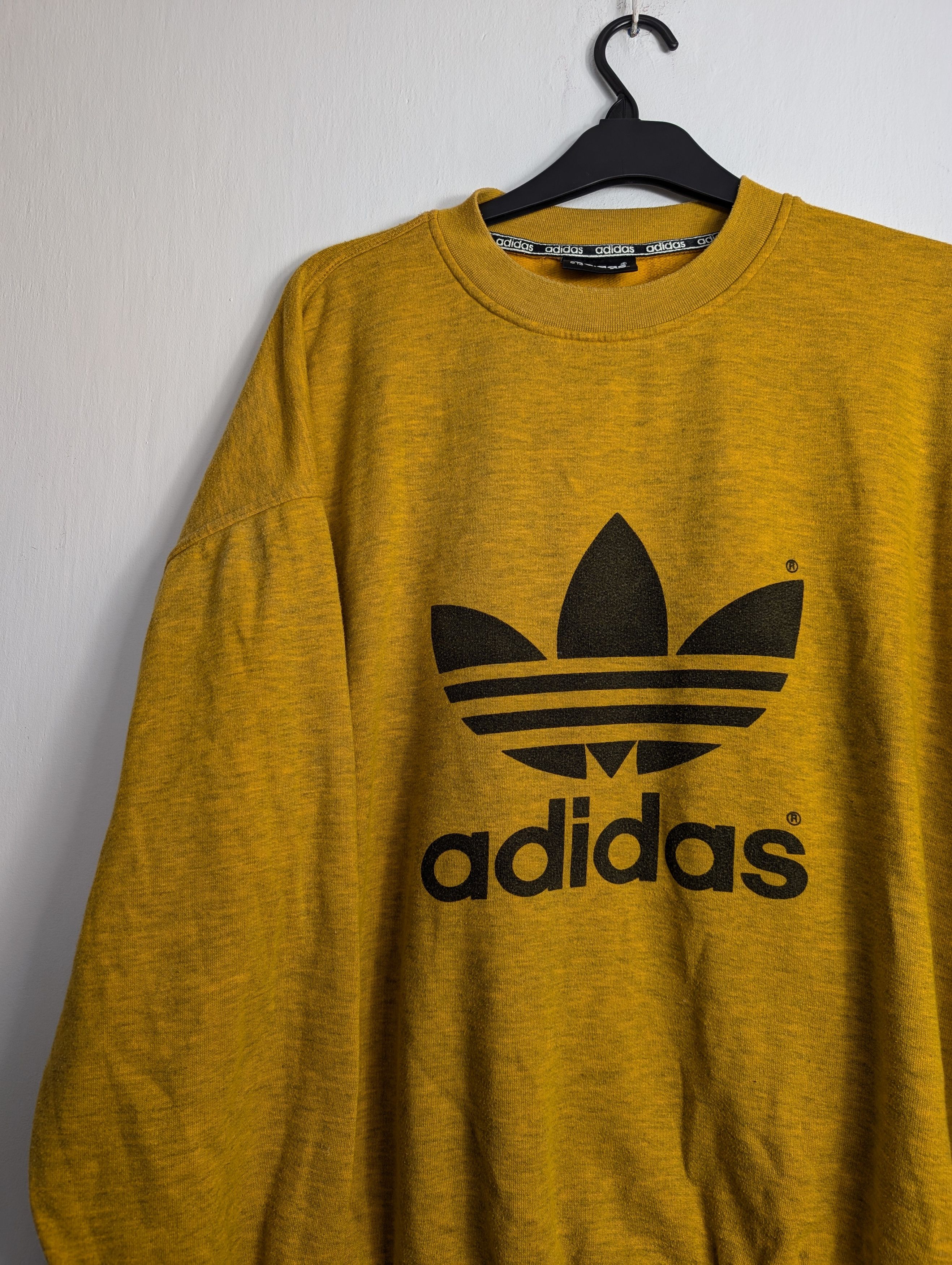Adidas Adidas Vintage Big Logo Sweatshirt Mustard Yellow Boxy Retro Size US XL / EU 56 / 4 - 2 Thumbnail