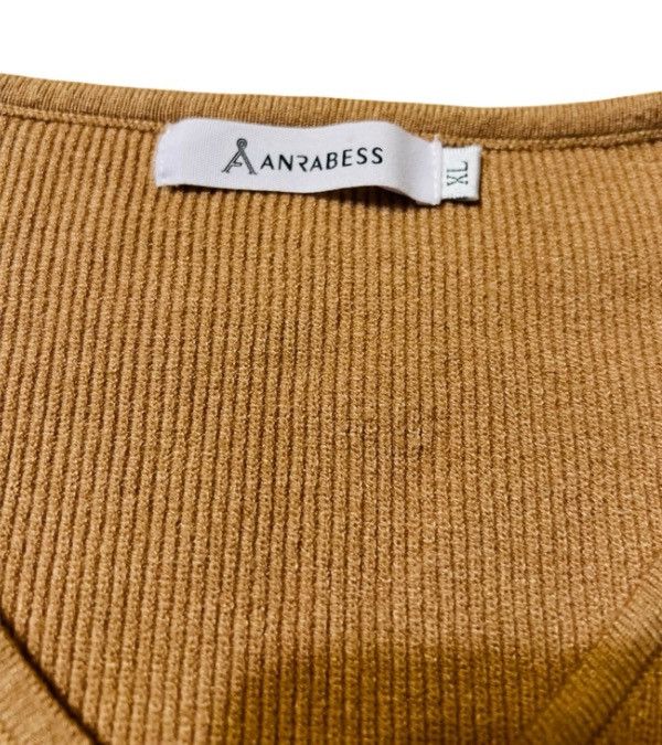 Other Anrabess Long Sleeve Tan V-Neck Sweater – Size XL Size XL / US 12-14 / IT 48-50 - 2 Thumbnail