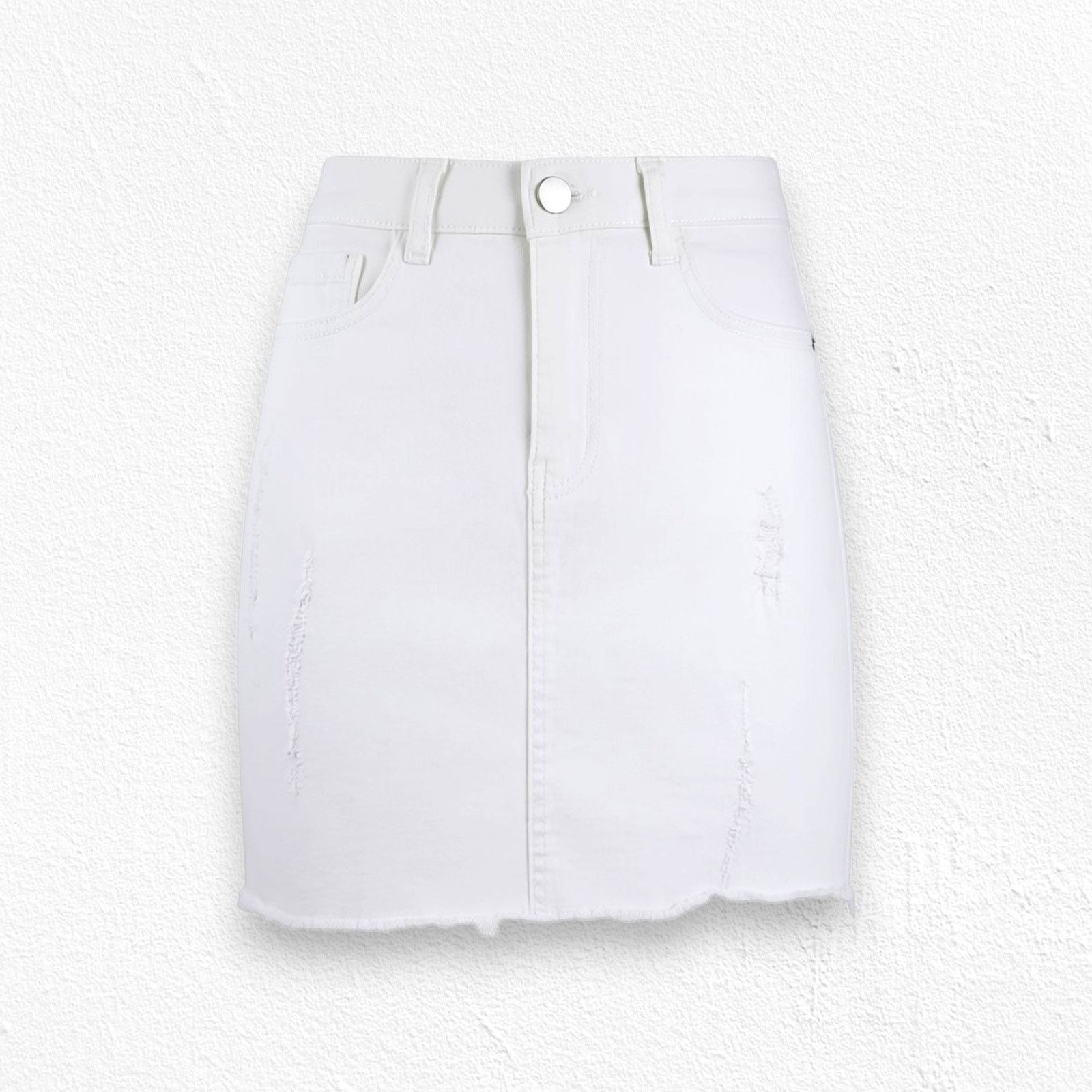 Other Y2K White Low Rise Distressed Mini Denim Skirt Size 2 Size 26" / US 2 / IT 38 - 1 Thumbnail
