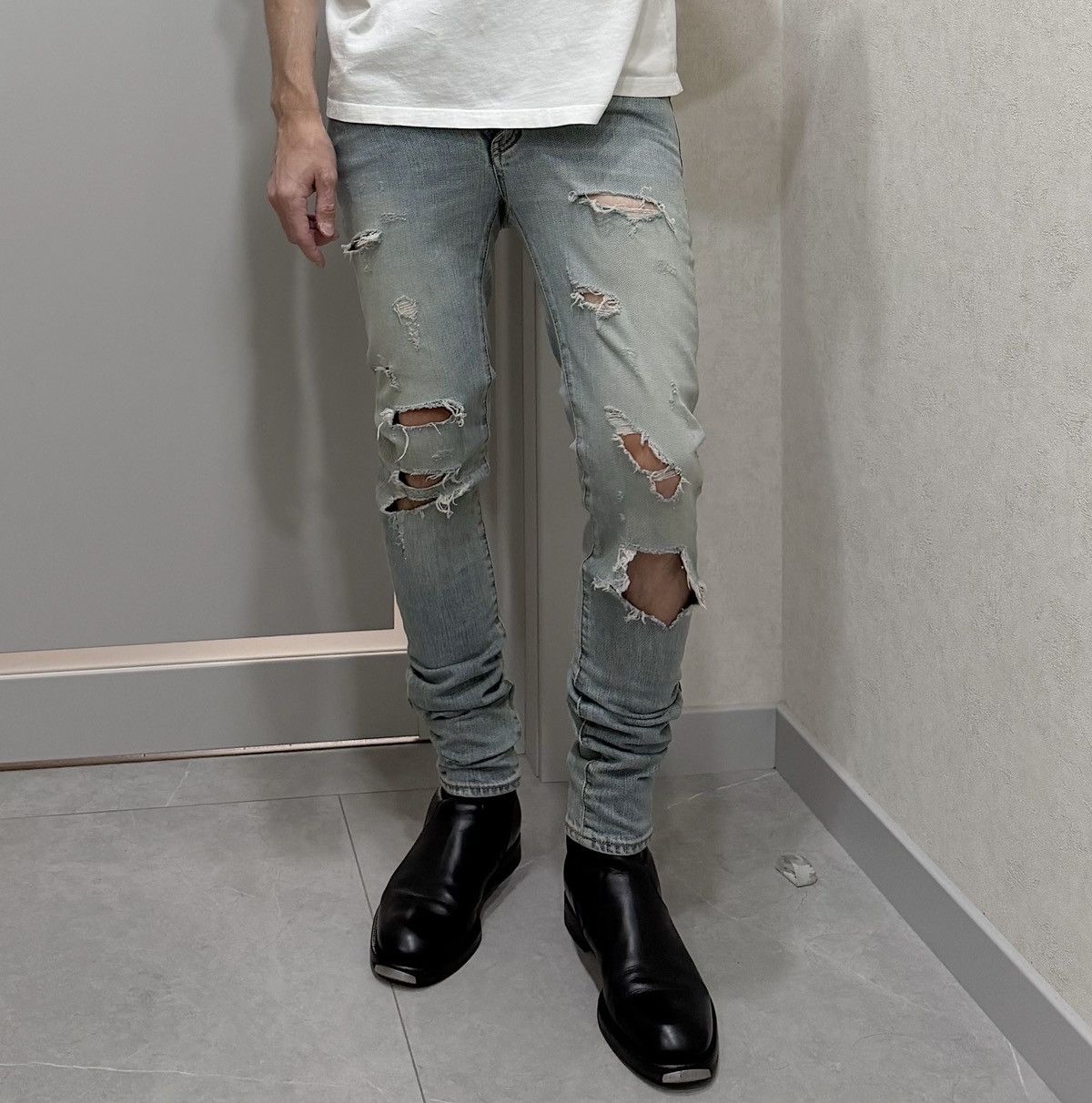 Saint Laurent Paris Hedi Slimane 2016 Crash Denim Jeans SAINT