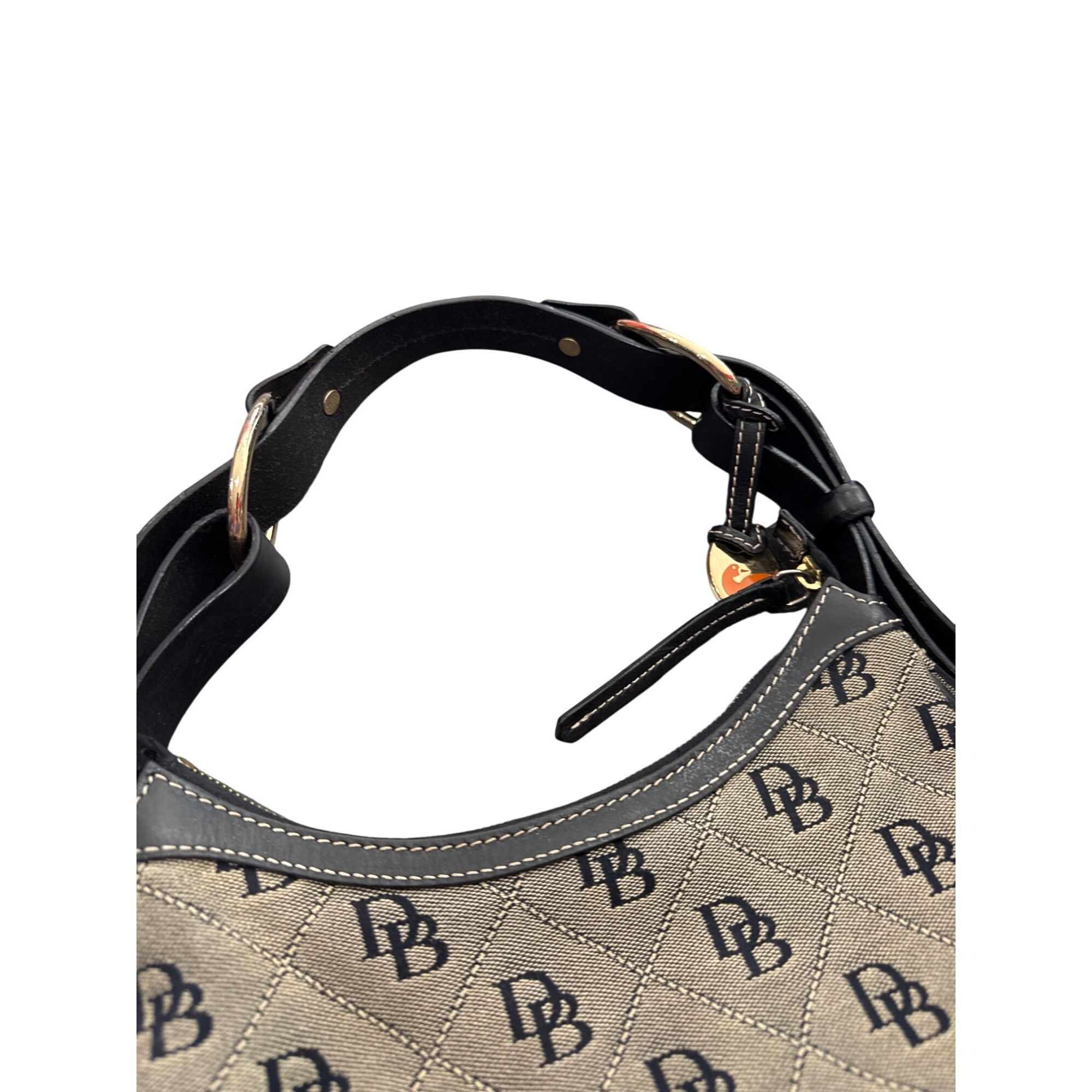 Dooney & Bourke Dooney Bourke Womens Brown Leather Canvas Satchel Handbag SK Size ONE SIZE - 3 Thumbnail
