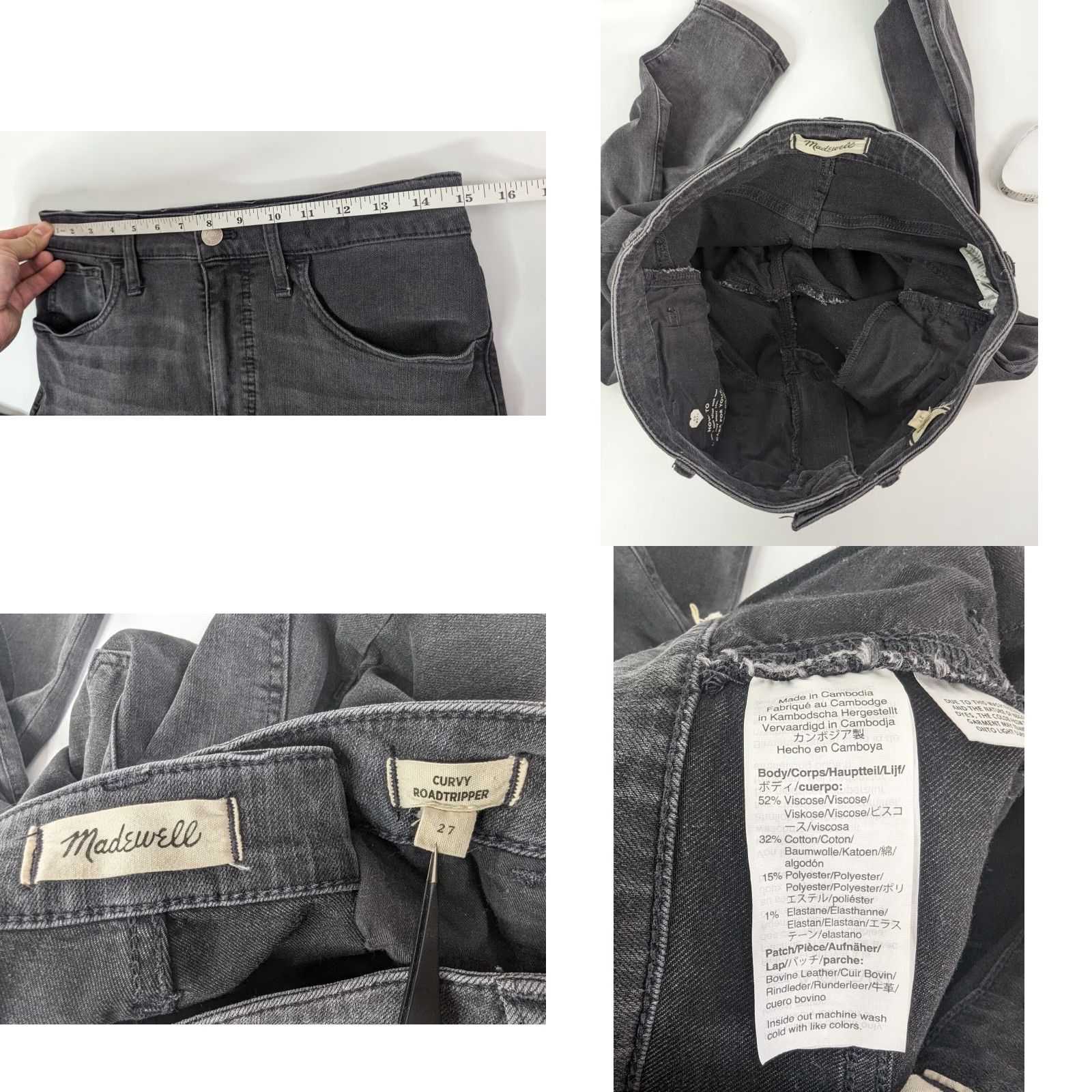 Madewell Madewell Curvy Roadtripper Skinny High Rise Denim Jeans Size 27 Black 5-Pocket Logo Zipper Button Women Slim Classic Modern Size 27" / US 4 / IT 40 - 8 Thumbnail