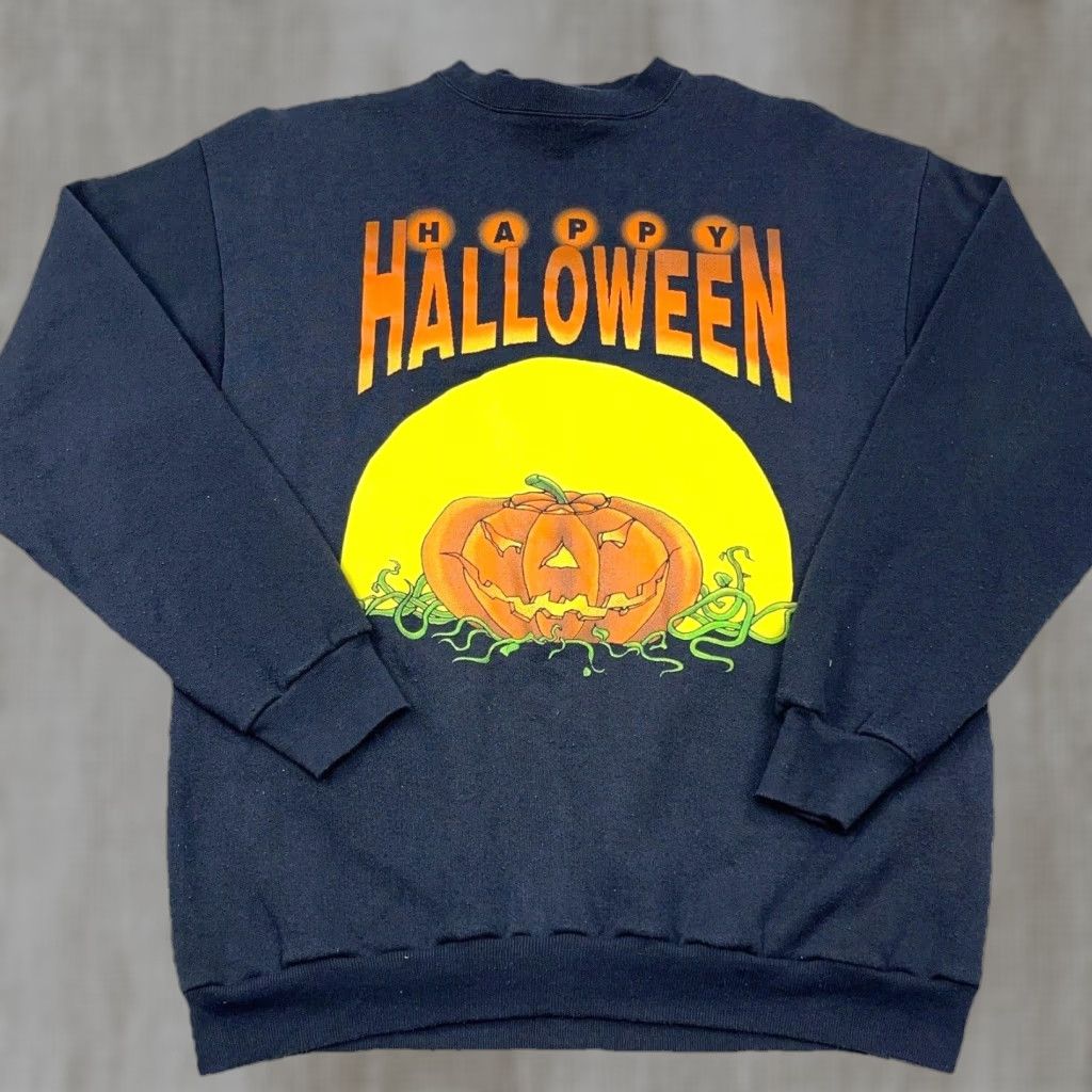 Tultex VINTAGE Halloween Sweatshirt Men Large Crewneck Tultex Logo Camouflage Brown Multi-Print 90s USA Size US L / EU 52-54 / 3 - 1 Thumbnail