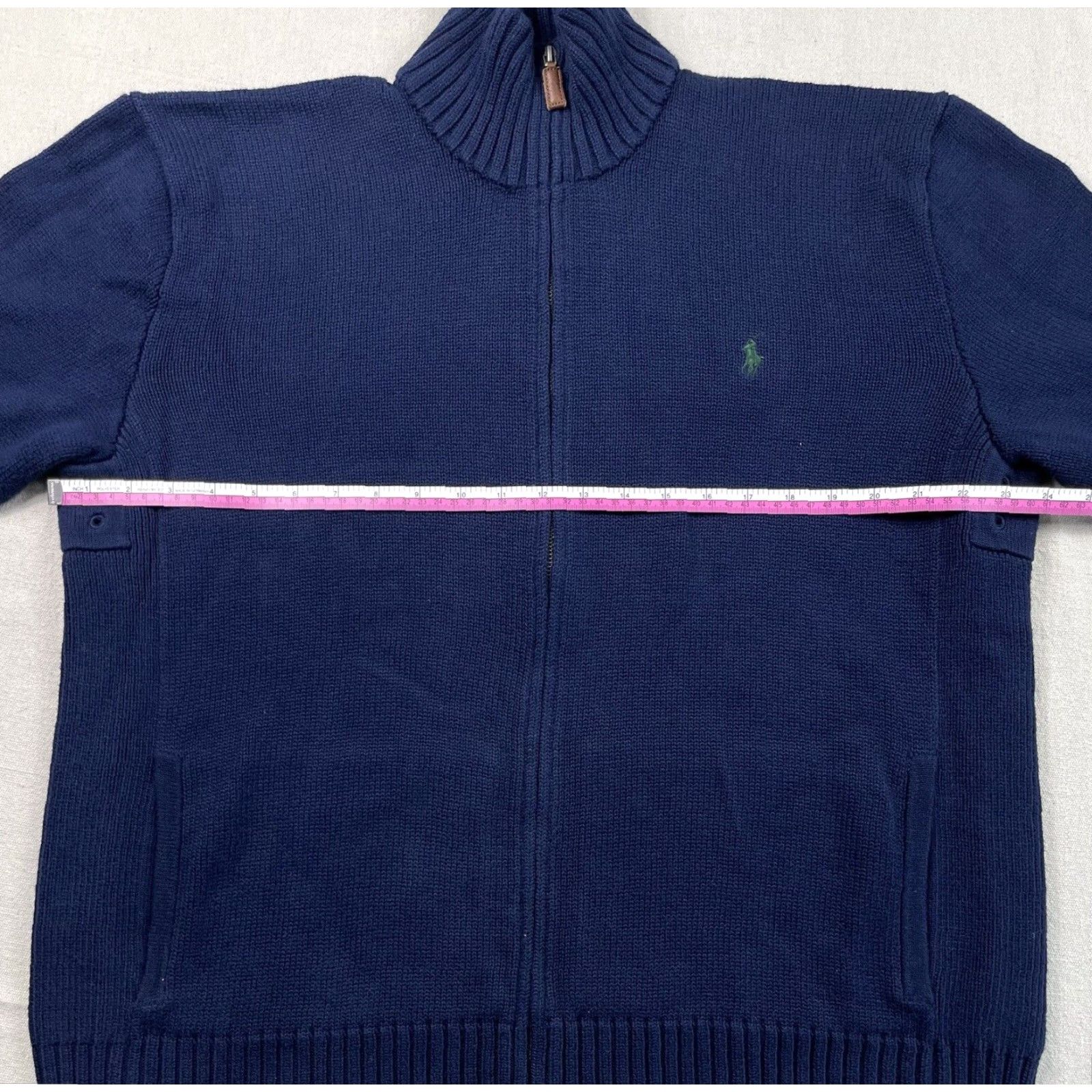 Polo Ralph Lauren VINTAGE Polo Ralph Lauren Cardigan Sweater Men’s L Solid Knit Blue Zip Pockets Outdoor Preppy Size US L / EU 52-54 / 3 - 4 Thumbnail