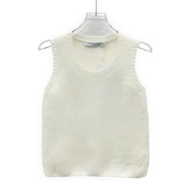 Dior Dior Cream Wool Sleeveless Knit Vest Size US XS / EU 42 / 0 - 1 Thumbnail