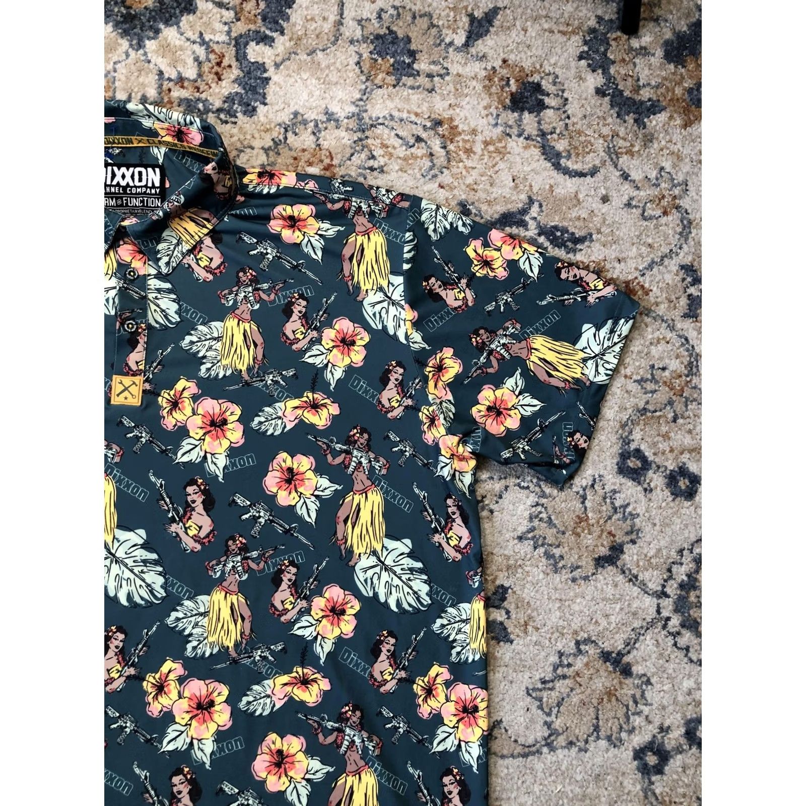 Vintage Dixxon Polo Shirt Mens 3XL Green Floral D-Sport Performance Hawaiian Aloha Short Sleeve Collared Size US XXL / EU 58 / 5 - 4 Thumbnail