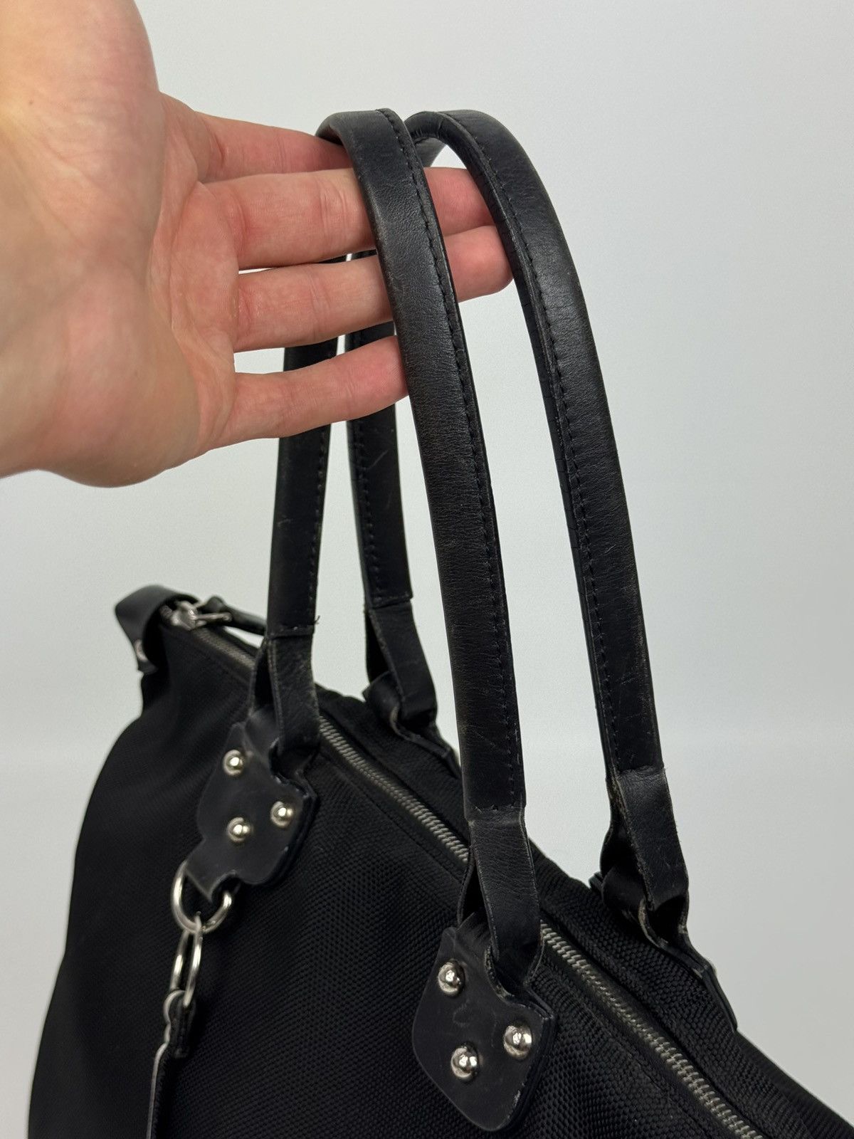 Bally Bally Cloth Canvas/Leather Black Handbag Size ONE SIZE - 4 Thumbnail