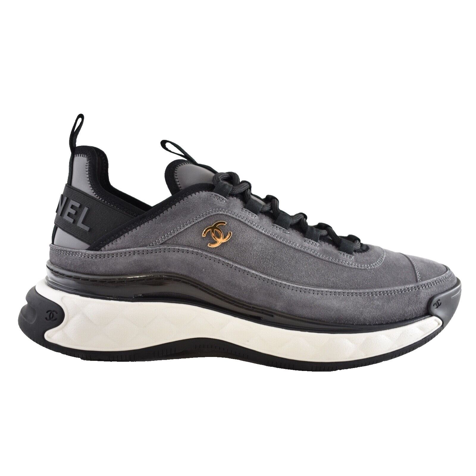 Chanel Chanel 23K Mens Grey Black White CC Logo Lace Up Low Top Size US 11 / EU 44 - 1 Thumbnail