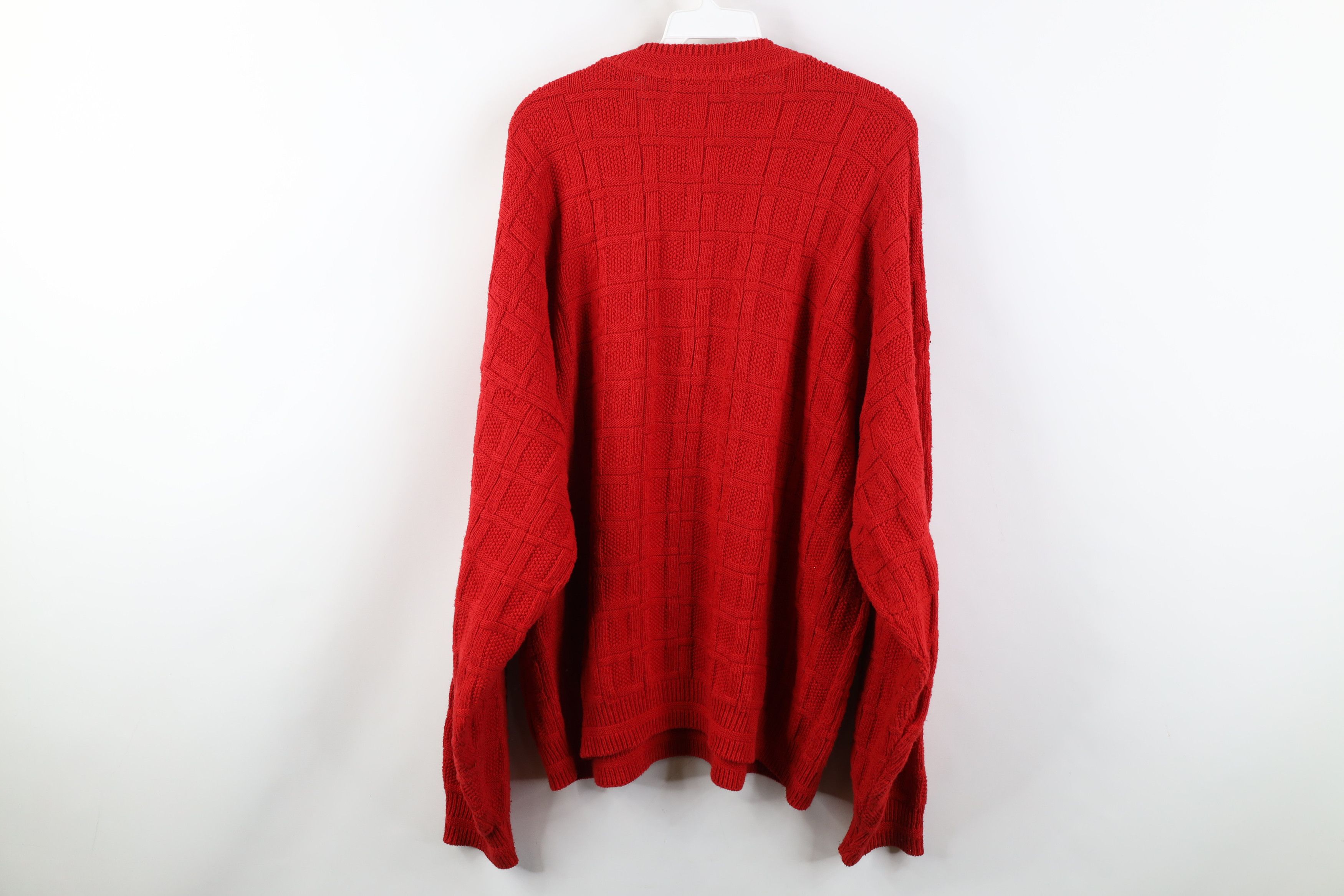 Vintage Vintage 90s Streetwear Cotton Weave Knit Sweater Red USA Size US XL / EU 56 / 4 - 9 Thumbnail