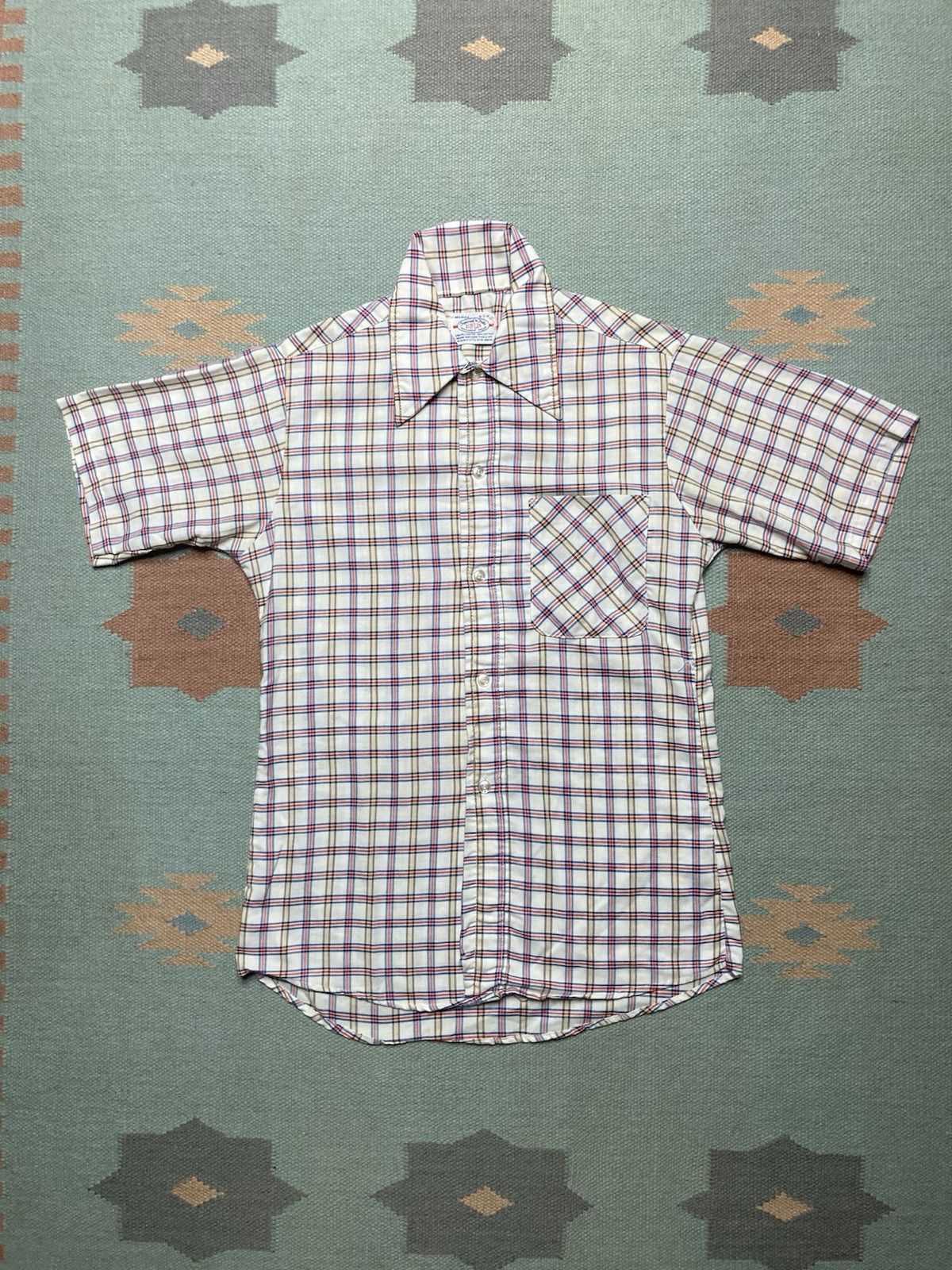 Vintage Vtg 70s button shirt Donlin plaid dagger collar men’s small Size US S / EU 44-46 / 1 - 1 Thumbnail