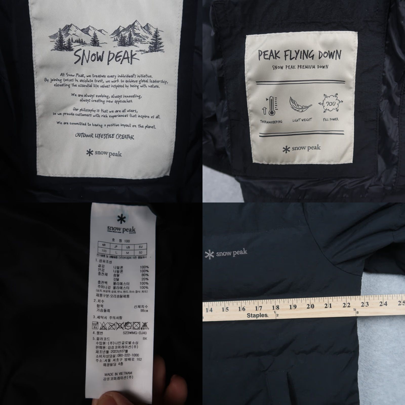 Snow Peak Snow Peak Puffer Jacket Mens M 700 Lightweight Black Winter Down Nylon Zip Stand-Up Collar Mid-Length Solid Size US M / EU 48-50 / 2 - 8 Thumbnail