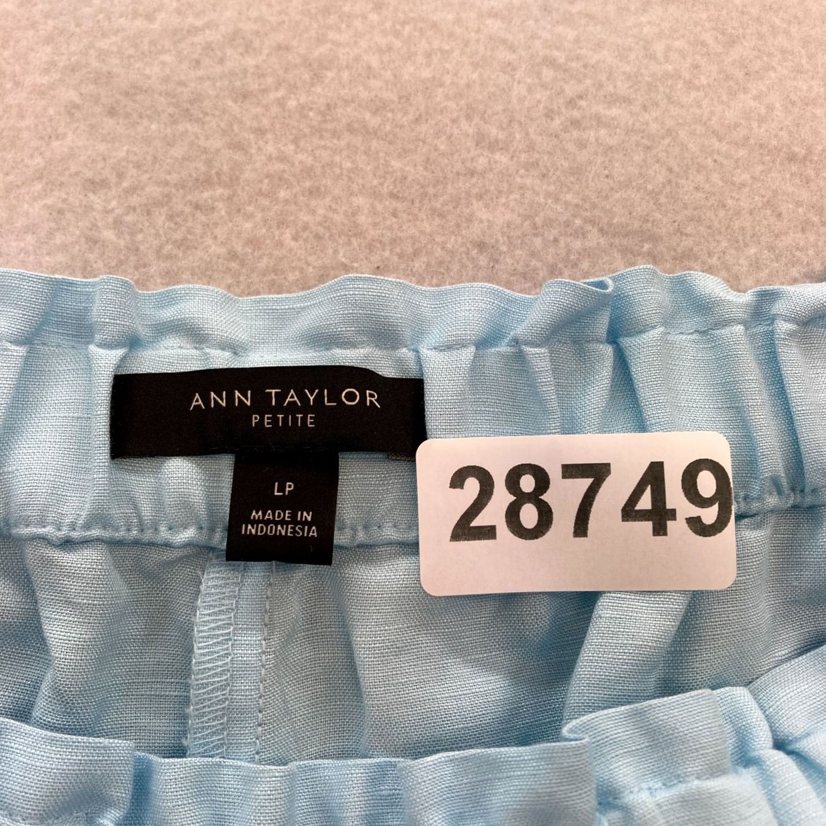 Ann Taylor Ann Taylor Pull On Wide Leg Crop Pants Women's Large Petite Blue Linen Beachy Size 24" / US 00 / IT 34 - 4 Thumbnail