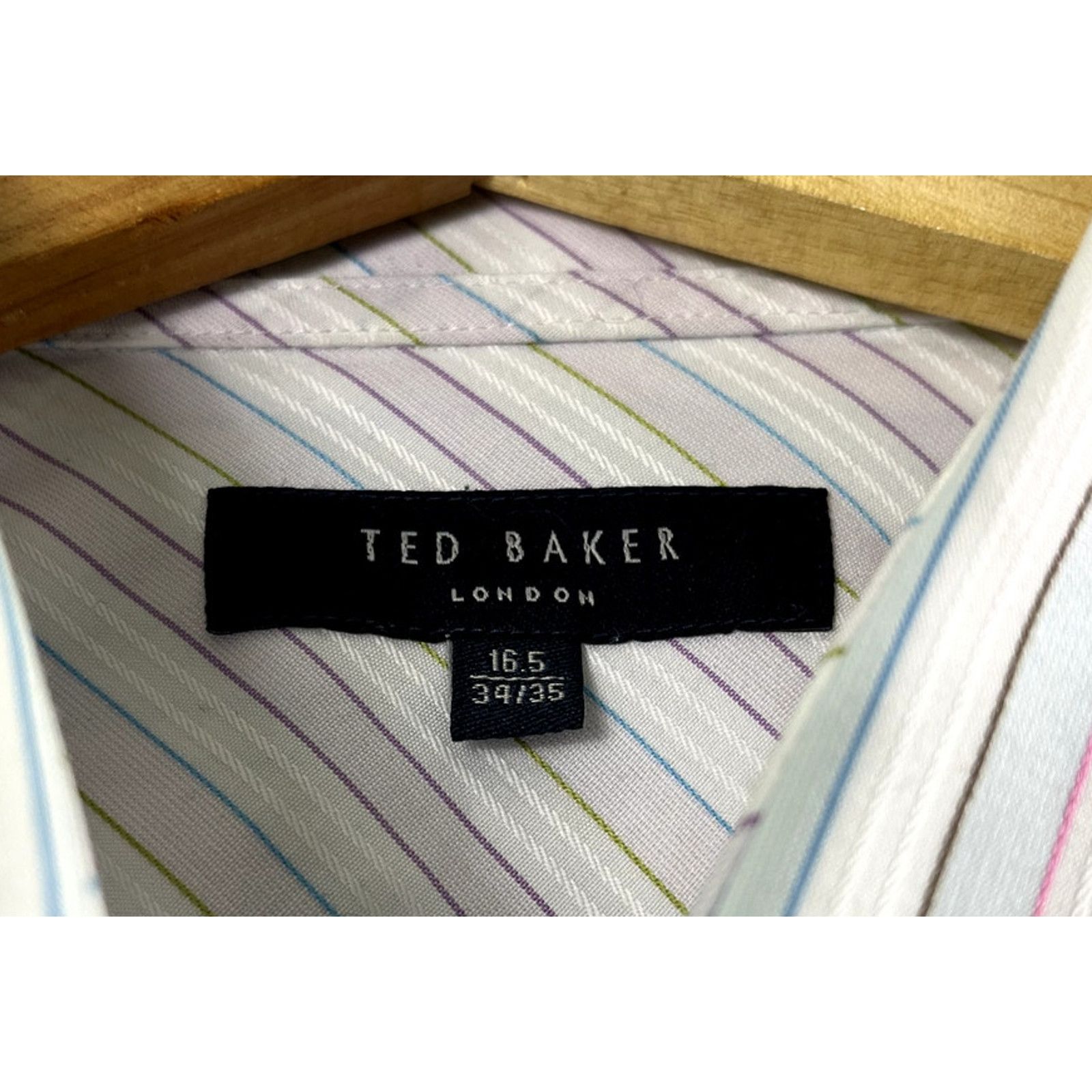 Ted Baker White Striped Men's Ted Baker Dress Shirt 16.5 Size US M / EU 48-50 / 2 - 2 Thumbnail