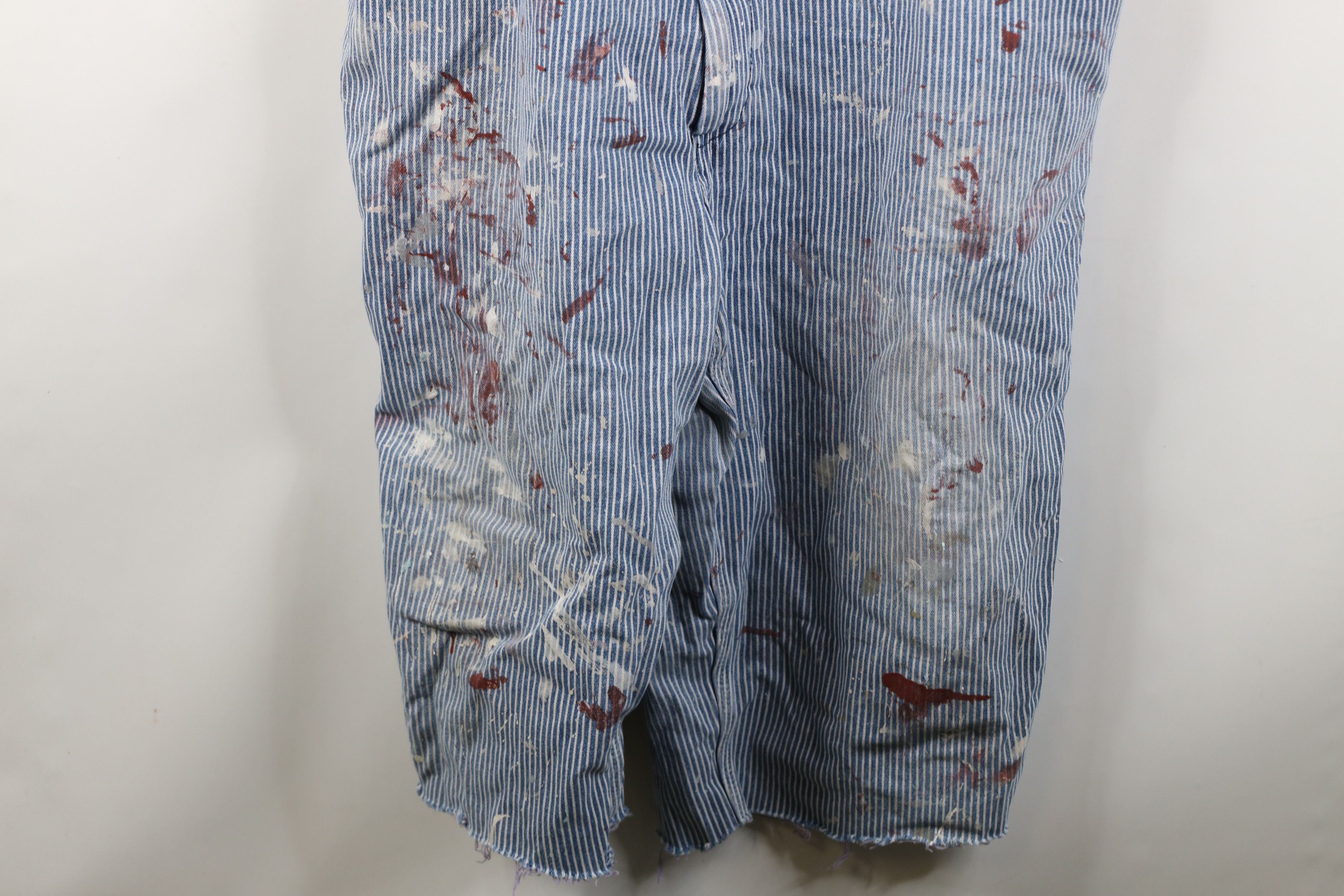 Vintage Vintage 90s Streetwear Cut Off Hickory Striped Overalls Size US 42 / EU 58 - 2 Thumbnail