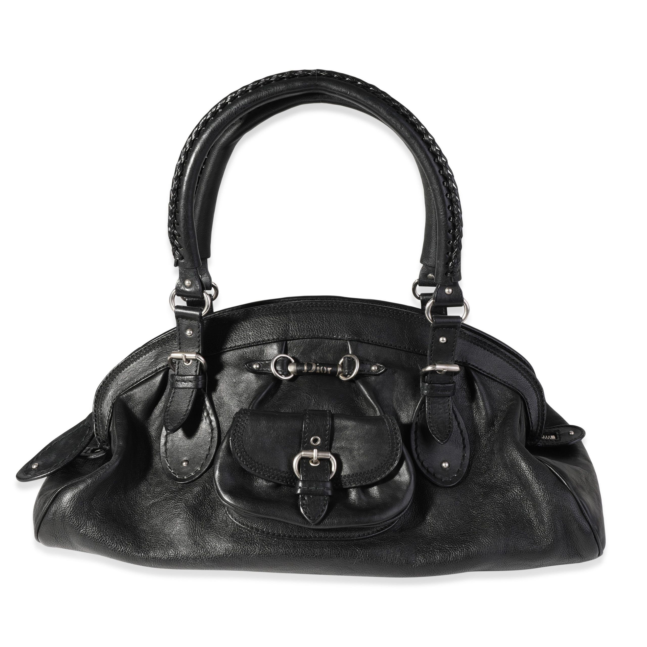 image of Dior Black Leather My Dior Frame Bowling Bag, Women's