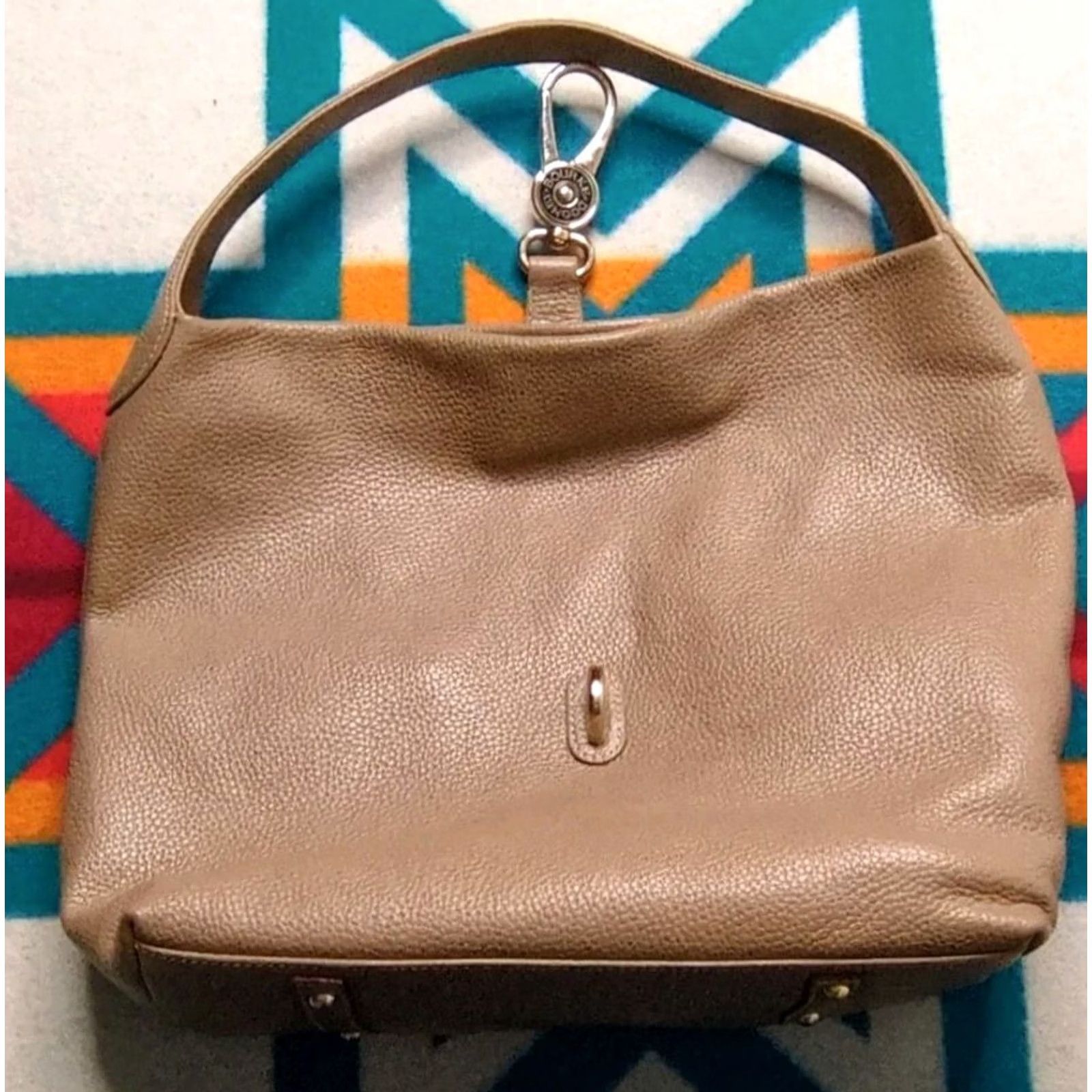 Dooney & Bourke Dooney & Bourke Hobo Logo Lock Pebble Grain Leather Beige Pink 12x16x6" Women Bag Purse Handbag Strap Pebble Finish Classic Designer Size ONE SIZE - 4 Thumbnail