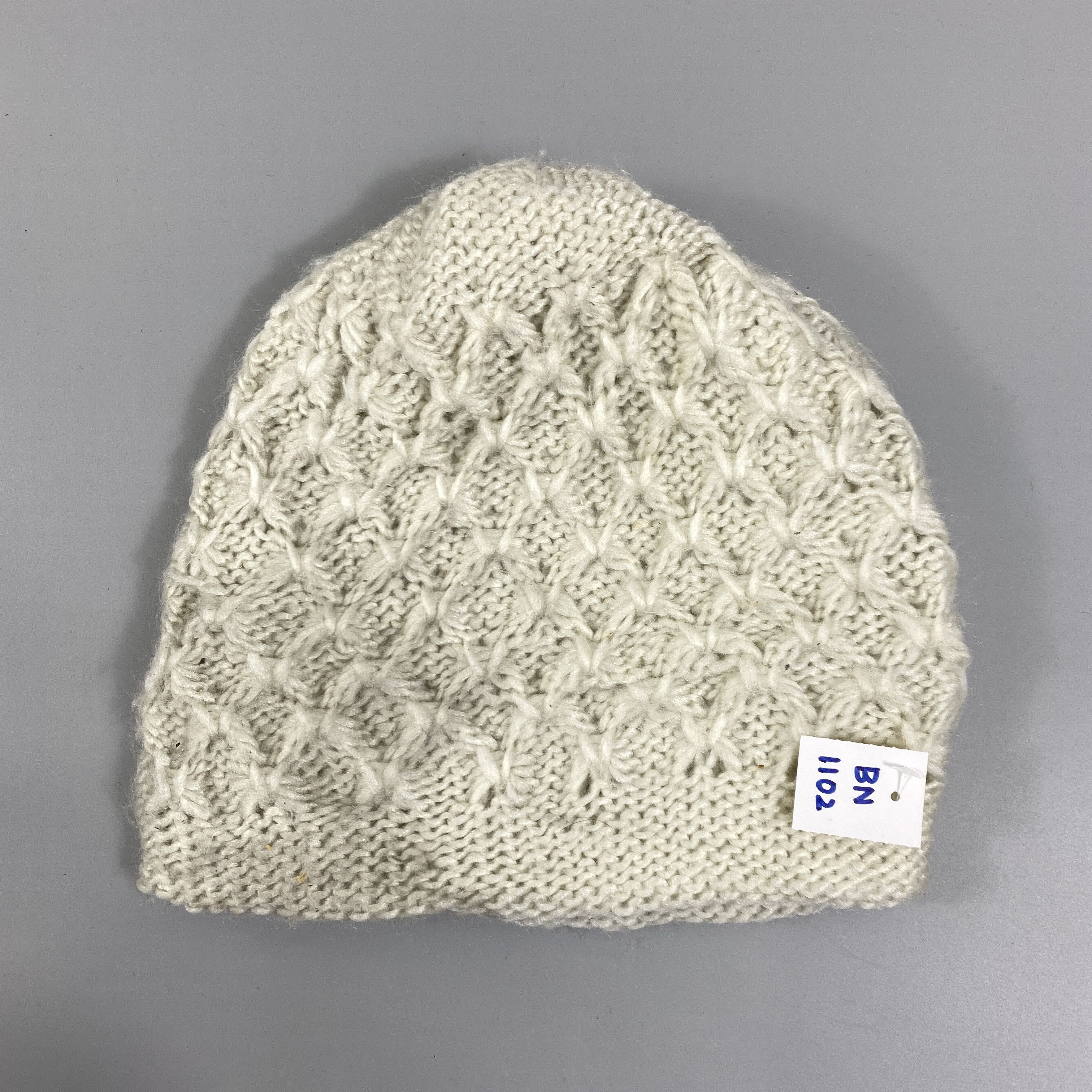 Japanese Brand Knitted White Snow Cap Beanie Hat -BN1102 Size ONE SIZE - 6 Thumbnail