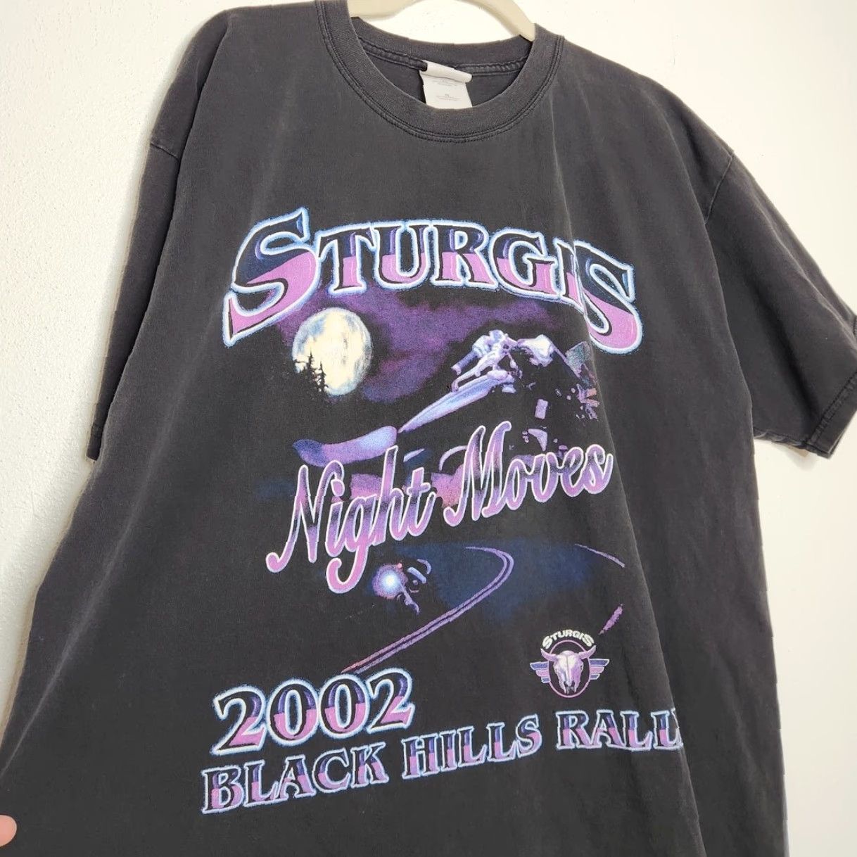 Gildan VINTAGE Sturgis Double Sided Skull Night Moves Black Harley Davidson Biker Shirt Unsure? Size US XL / EU 56 / 4 - 2 Thumbnail