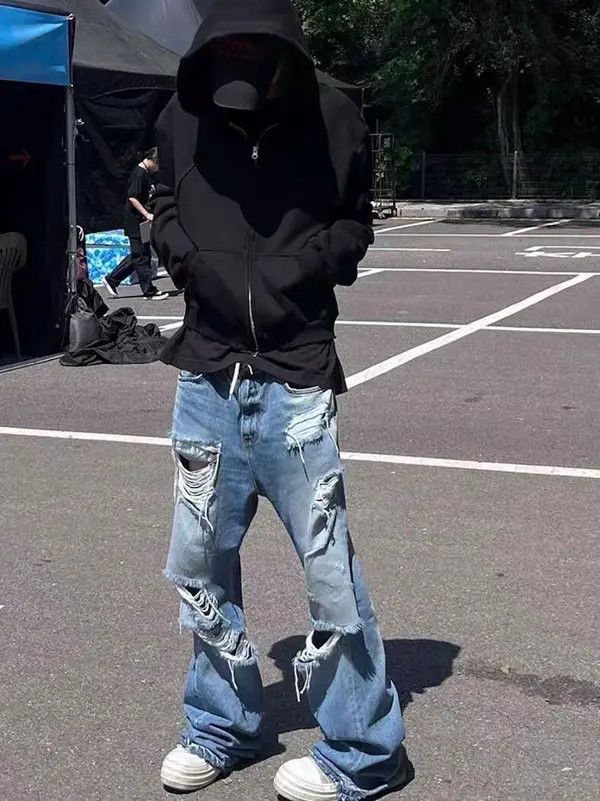 Japanese Brand VIBE Street hip-hop washed ripped flared jeans Size US 34 / EU 50 - 2 Thumbnail