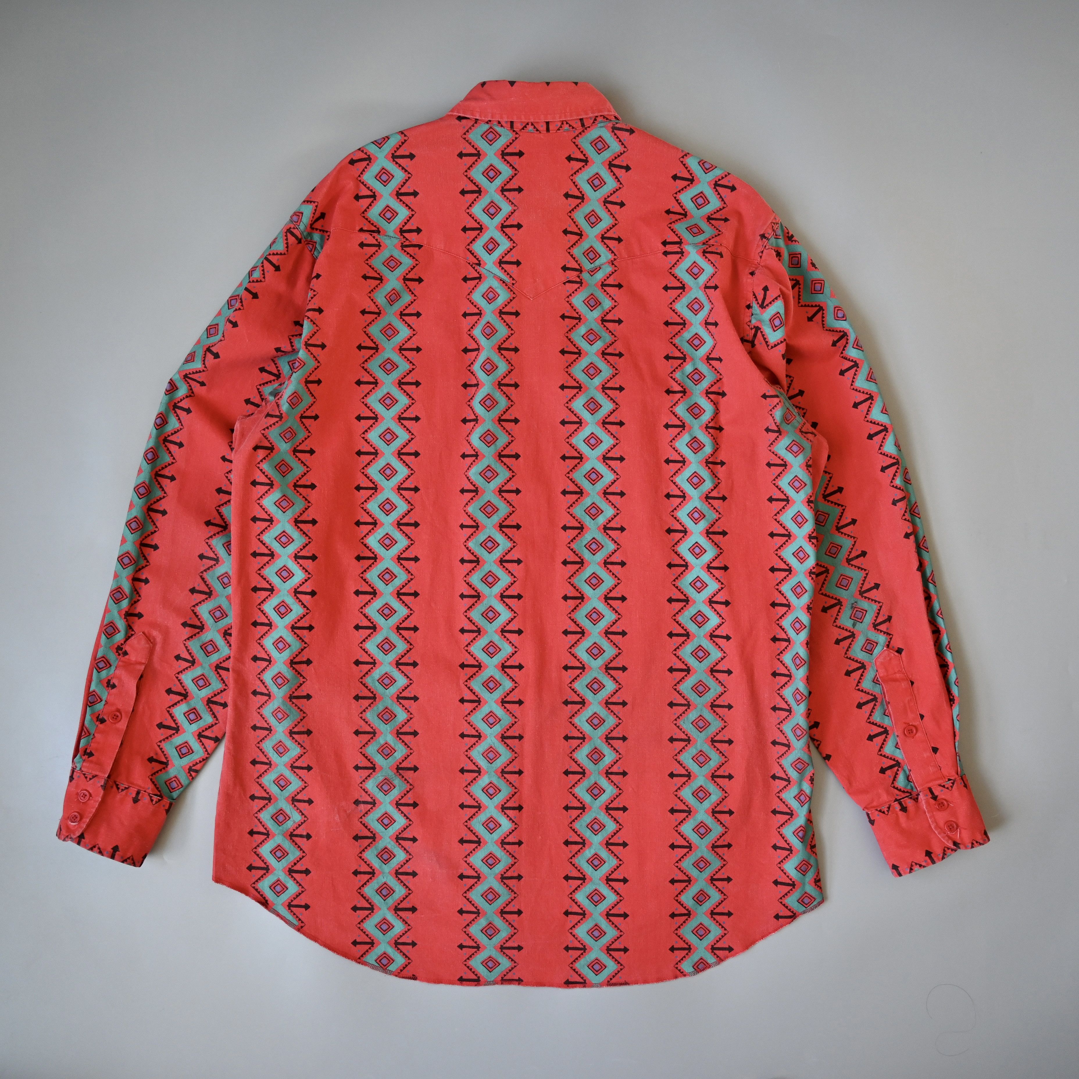 Vintage VTG Wrangler brushpopper shirt Aztec Navajo poppy red 16.5 Size US L / EU 52-54 / 3 - 4 Thumbnail