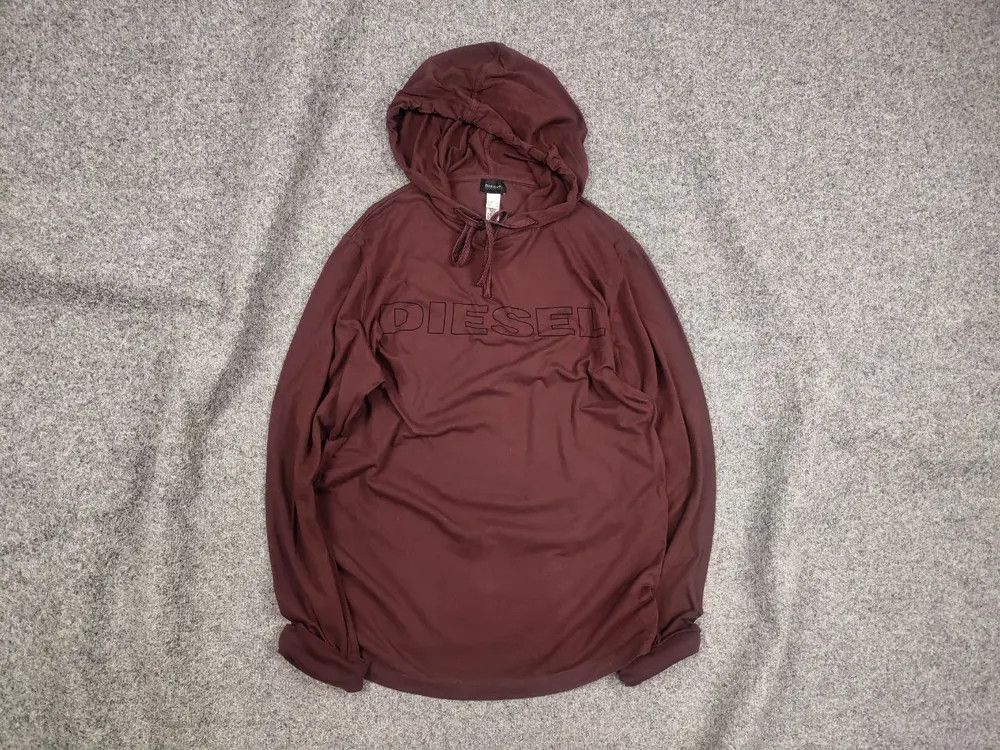 Diesel Vintage Diesel Dark Brown Logo Y2k Long Sleeve Light Hoodie Size US M / EU 48-50 / 2 - 1 Thumbnail