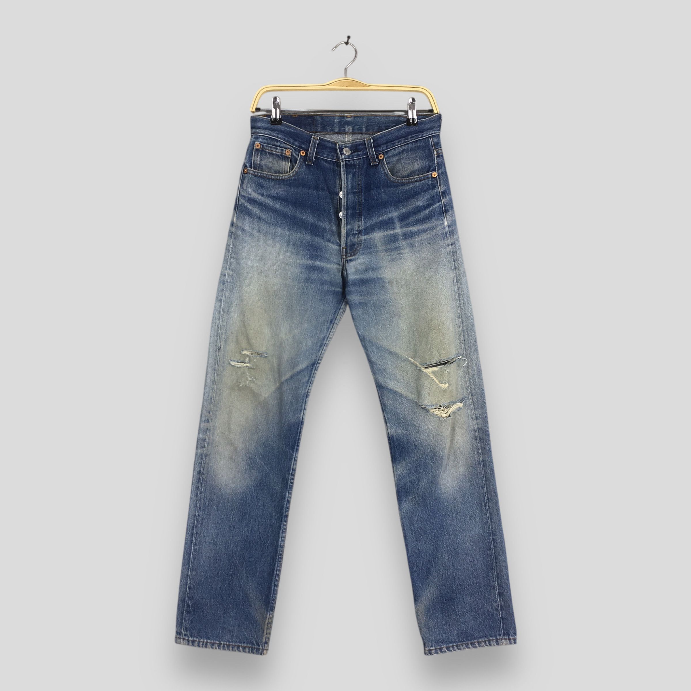 Levi's Size 28x29.5 Vintage 90s Levi's 501 Straight Leg Jeans S193 Size US 28 / EU 44 - 1 Thumbnail