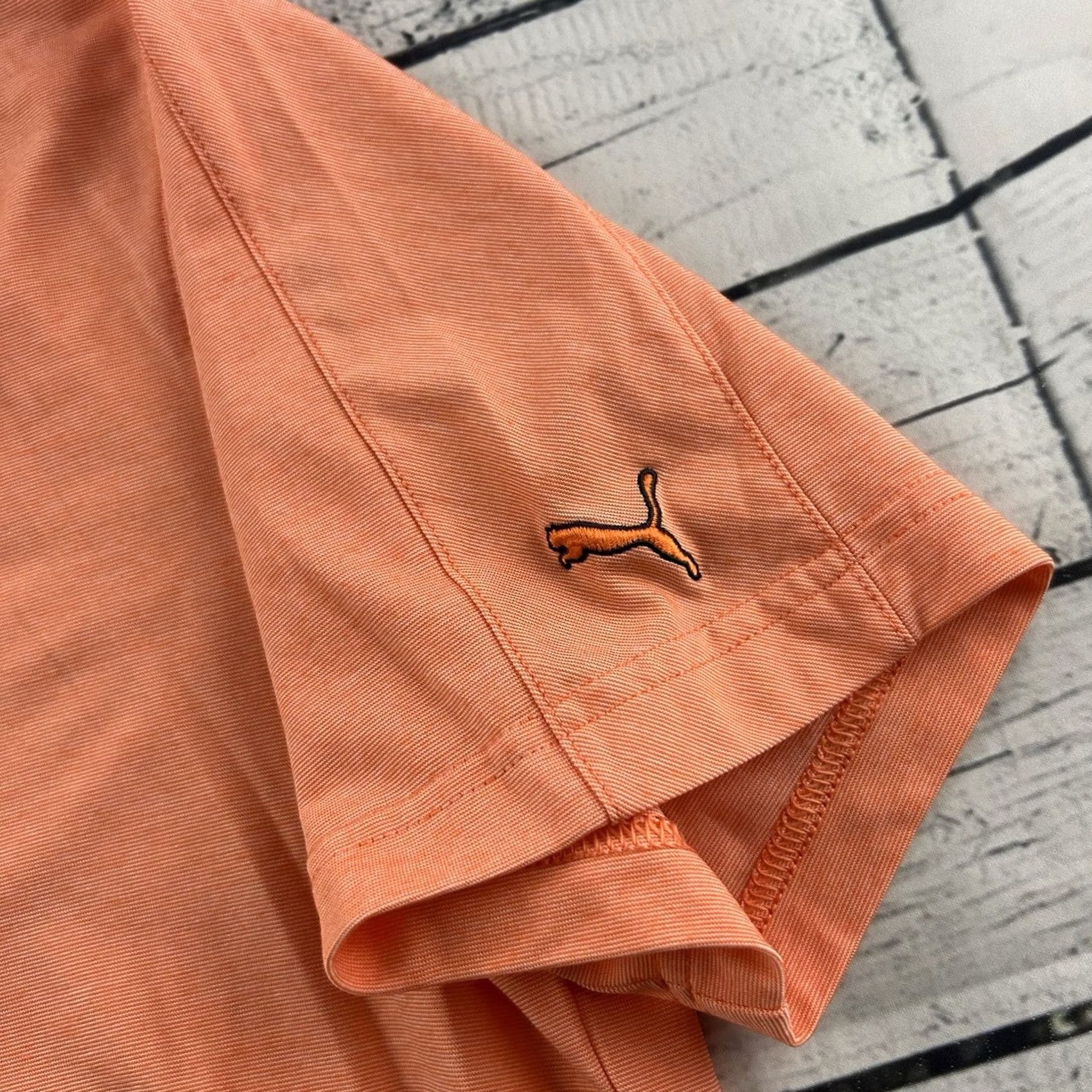Puma PUMA Golf Short Sleeve Button Polo Shirt Men's L Orange Rickie Fowler Shirt Size US L / EU 52-54 / 3 - 3 Thumbnail