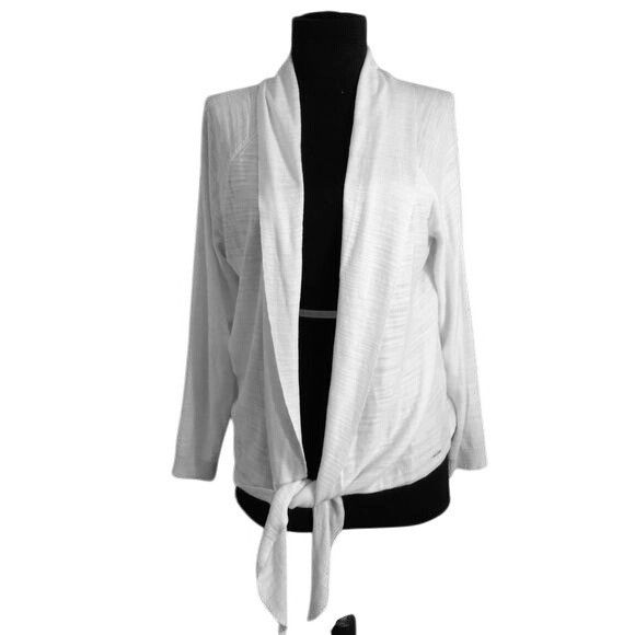Tommy Hilfiger Tommy Hilfiger Size L Womens White Tie-Front Cardigan Lightw Size L / US 10 / IT 46 - 1 Thumbnail