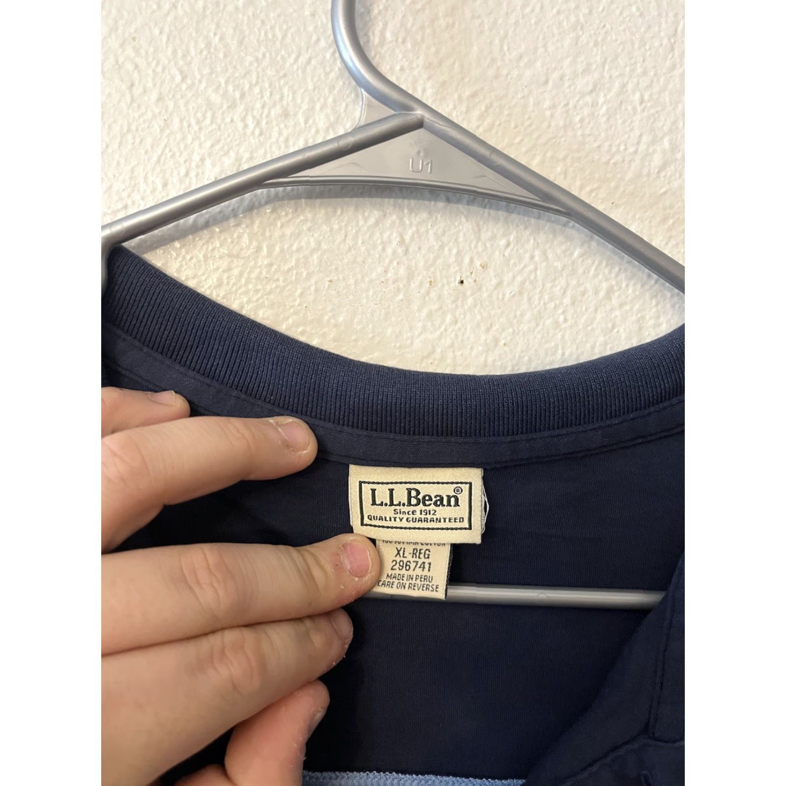 Vintage LL Bean Polo Shirt Men's XL Blue Gray Short Sleeve Pima Cotton 296741 Adult Size US XL / EU 56 / 4 - 2 Thumbnail