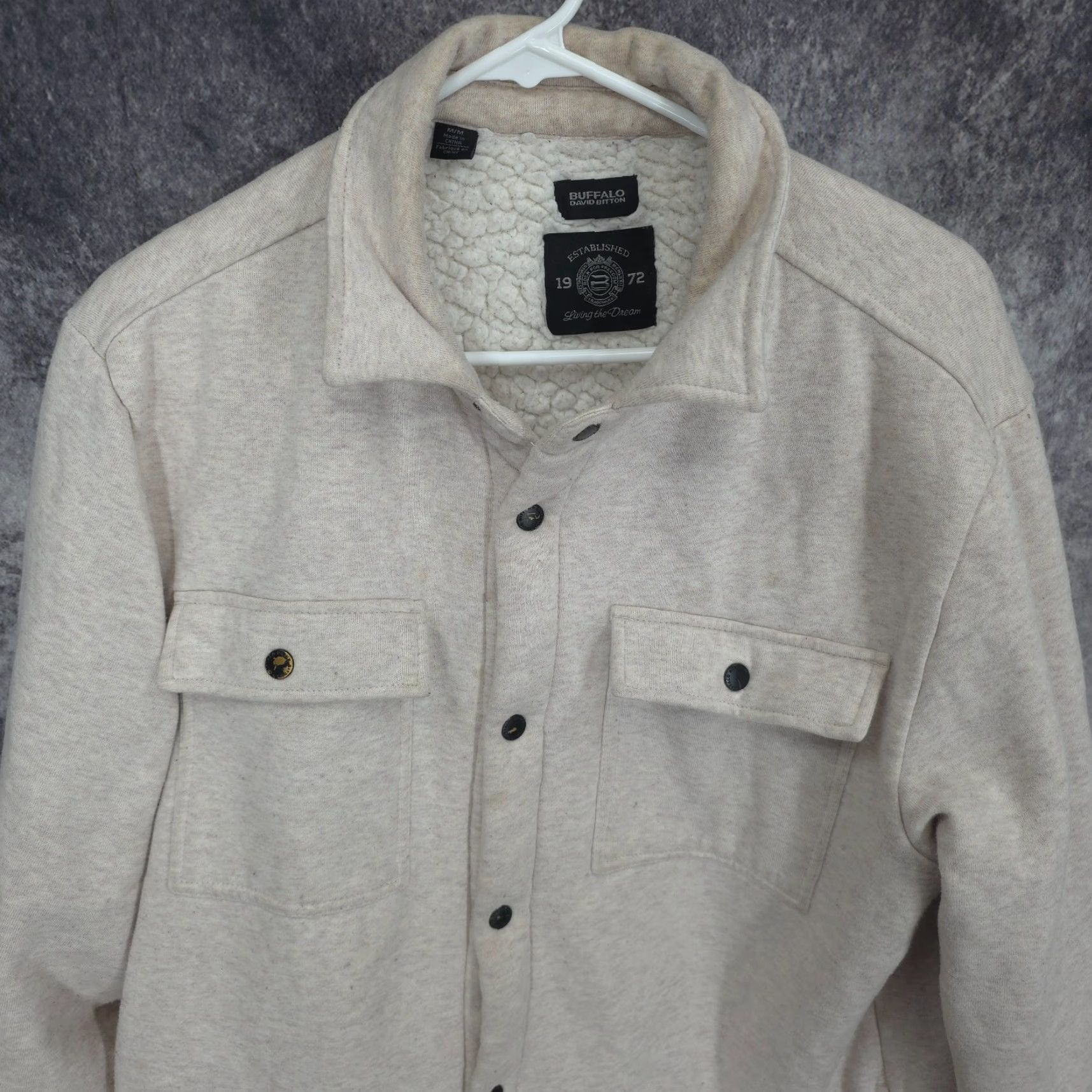 Buffalo David Bitton Buffalo by David Bitton Shirt Jacket Mens Medium Beige Shacket Fleece Lined Size US M / EU 48-50 / 2 - 4 Thumbnail