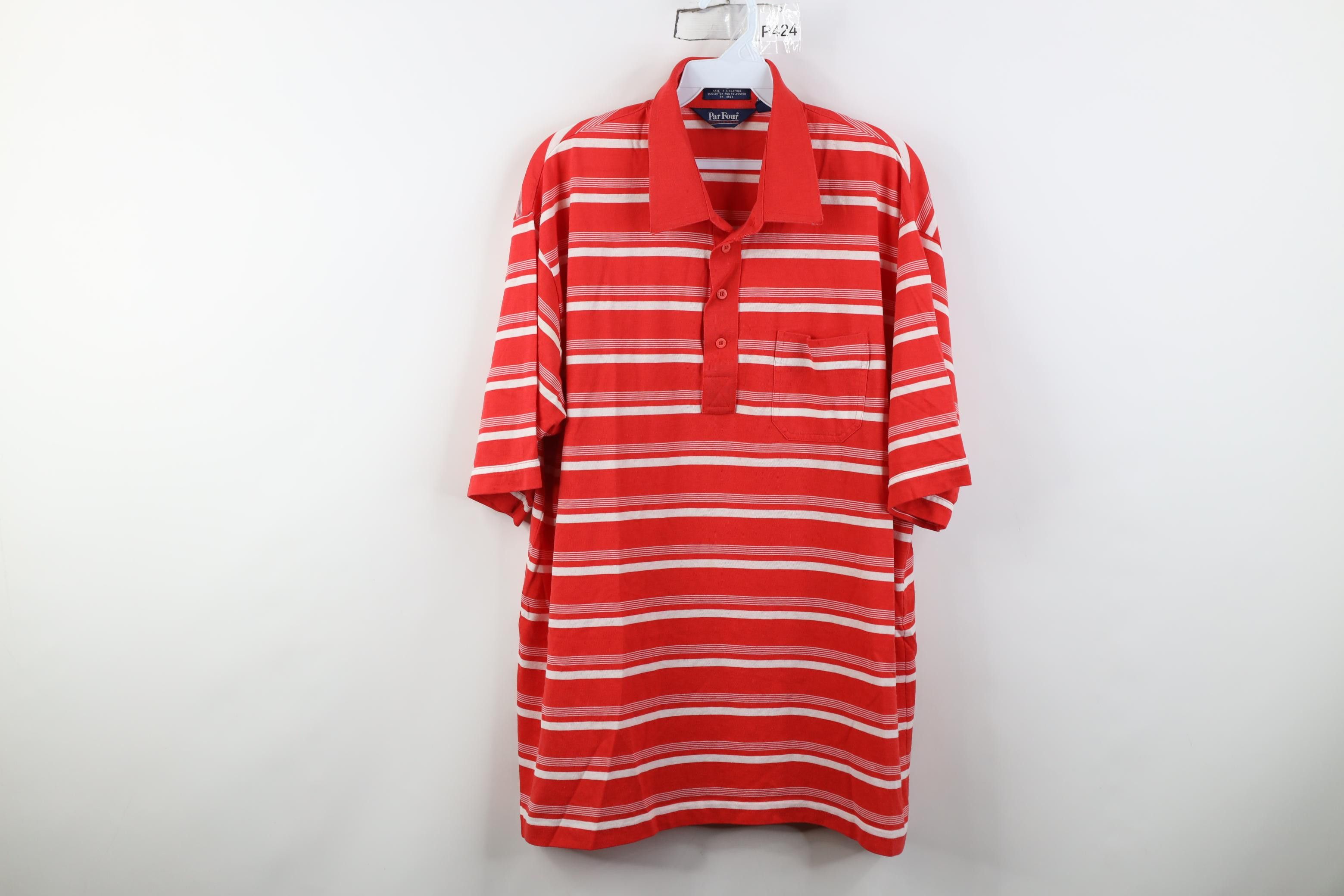 Vintage Vintage 80s 90s Streetwear Striped Knit Golf Polo Shirt Red Size US XL / EU 56 / 4 - 1 Thumbnail