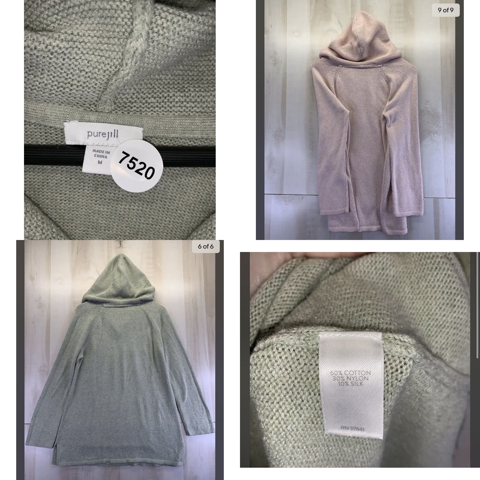 J. Jill J. Jill Silk Blend Hooded Pullover Sweatshirt Pink/Green Knit M Womens Pullover Hooded Silk Blend Knit Sweatshirt Size M / US 6-8 / IT 42-44 - 8 Thumbnail