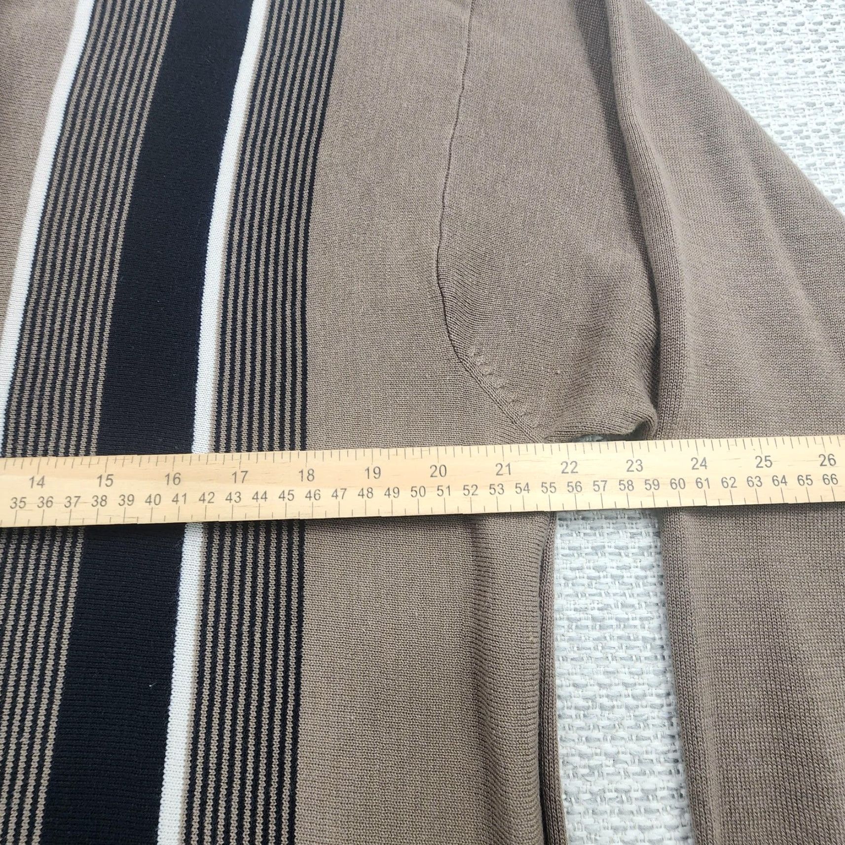 Pierre Cardin Piere Cardin Polo Shirt Mens XL Brown Black Vertical Stripe Knit Long Sleeve Polo Collar Lightweight Breathable Casual Size US XL / EU 56 / 4 - 7 Thumbnail
