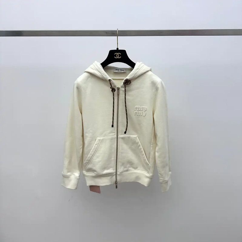 Miu Miu Miu Miu Cream Cotton Women's Hoodie 0089 Size S / US 4 / IT 40 - 1 Thumbnail